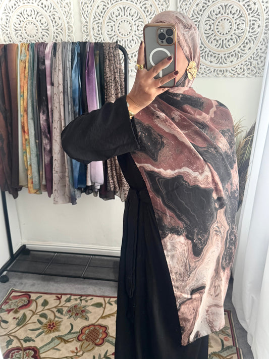 Water coloured Modal Printed chestnut Hijab