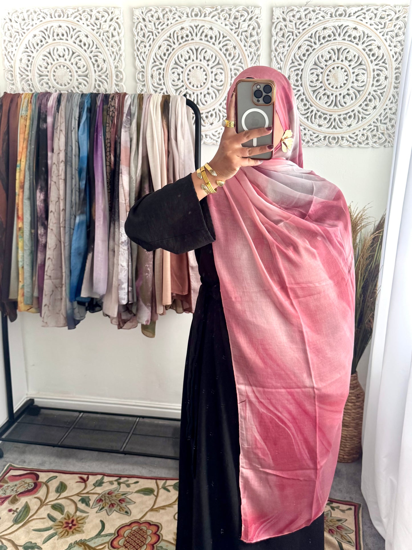 Water coloured Modal Printed pink lemonade Hijab