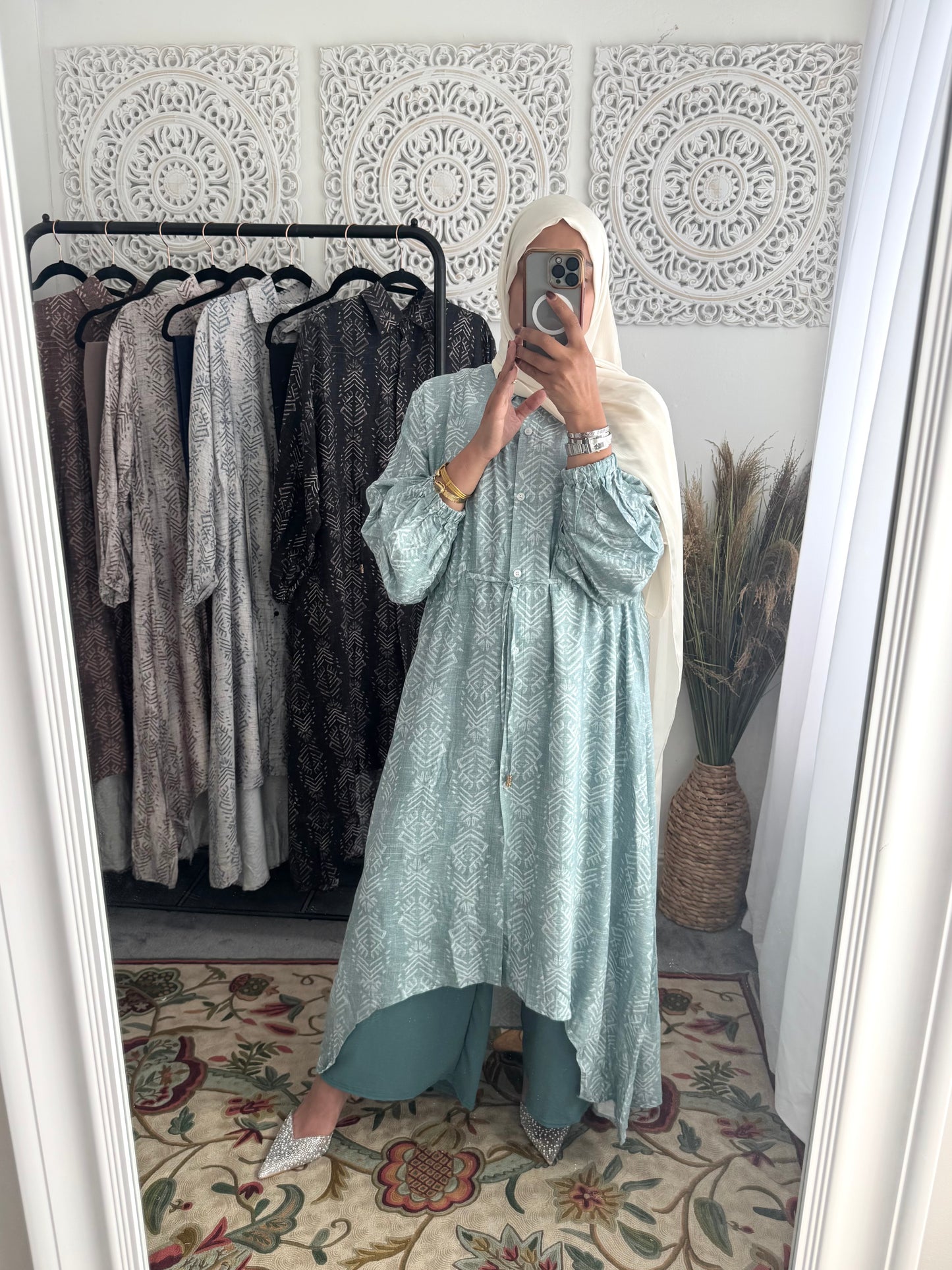 NEW Eniyah High Low A Line Free Size Printed Cord Set