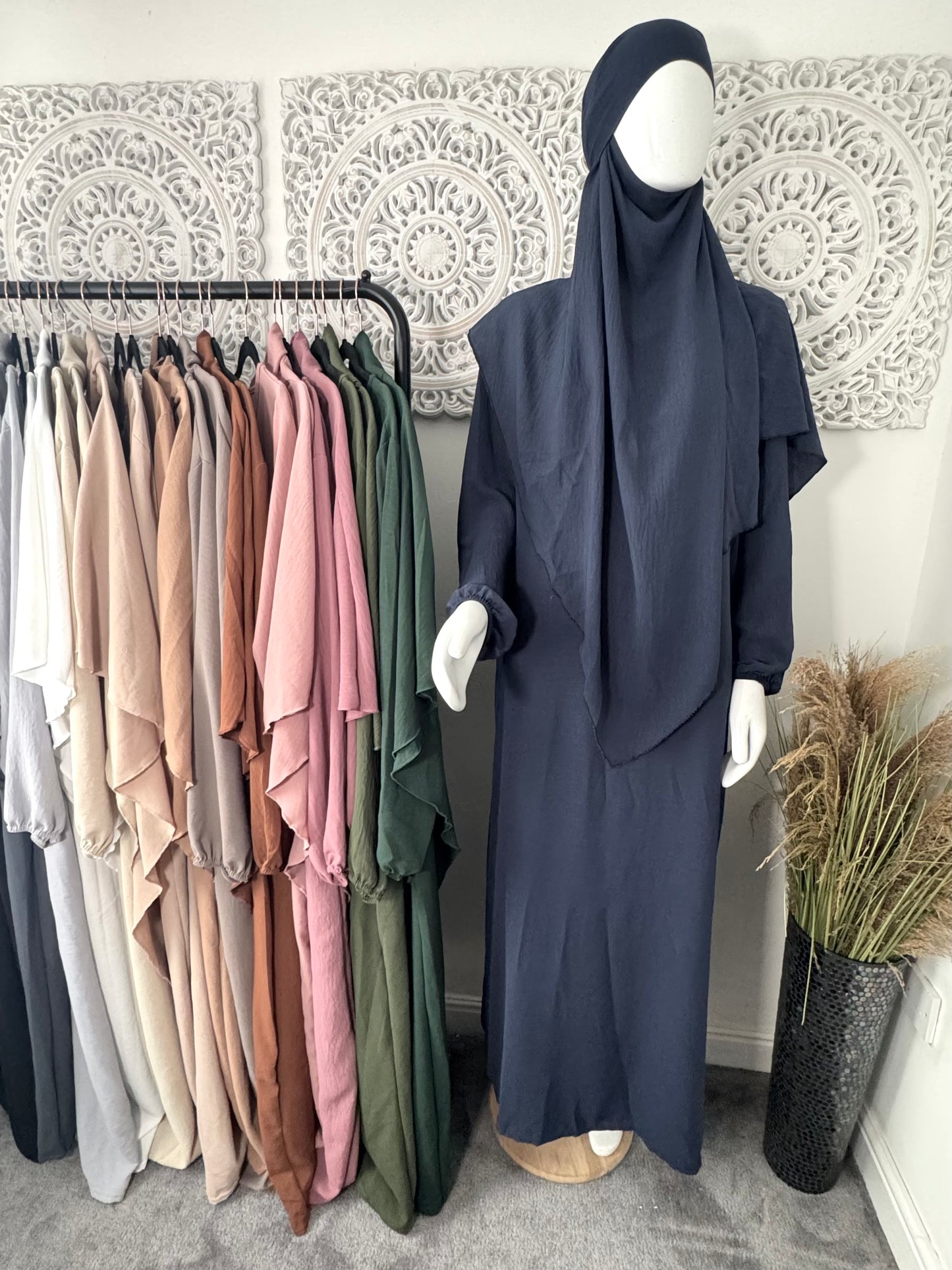 Khimar 2 pc Hawwa plain light weight abaya set adults and teenagers