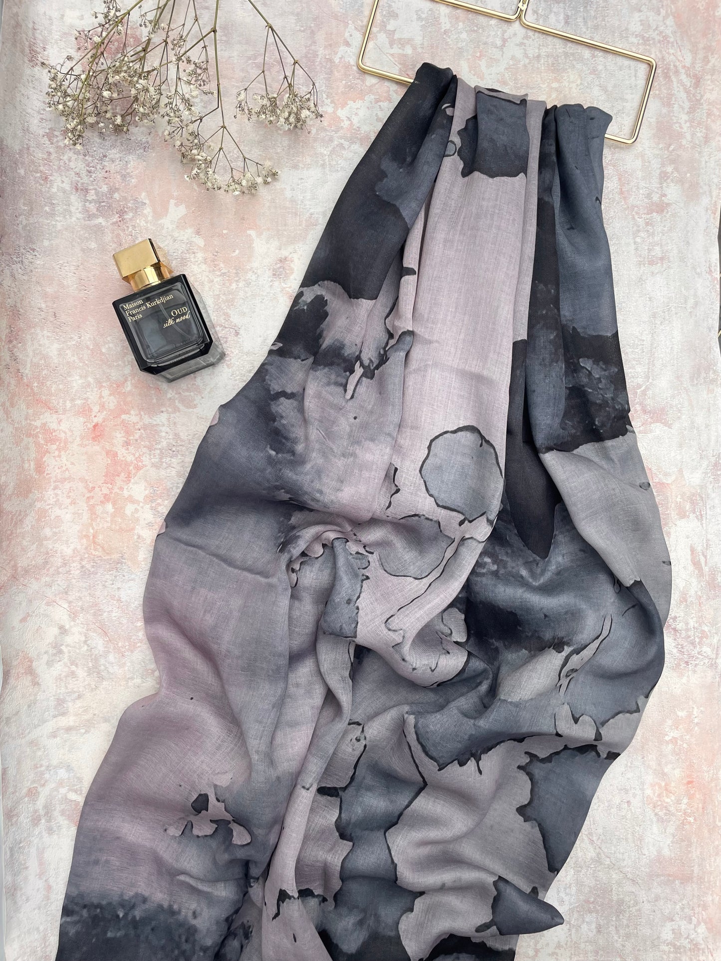 Water coloured Modal Printed marble Pewter Hijab