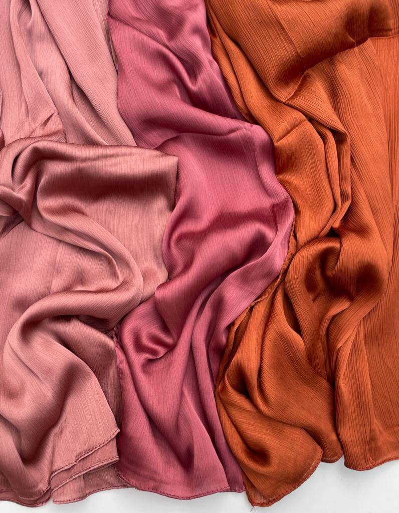 Matt Dubai crinkle silk flamingo hijab