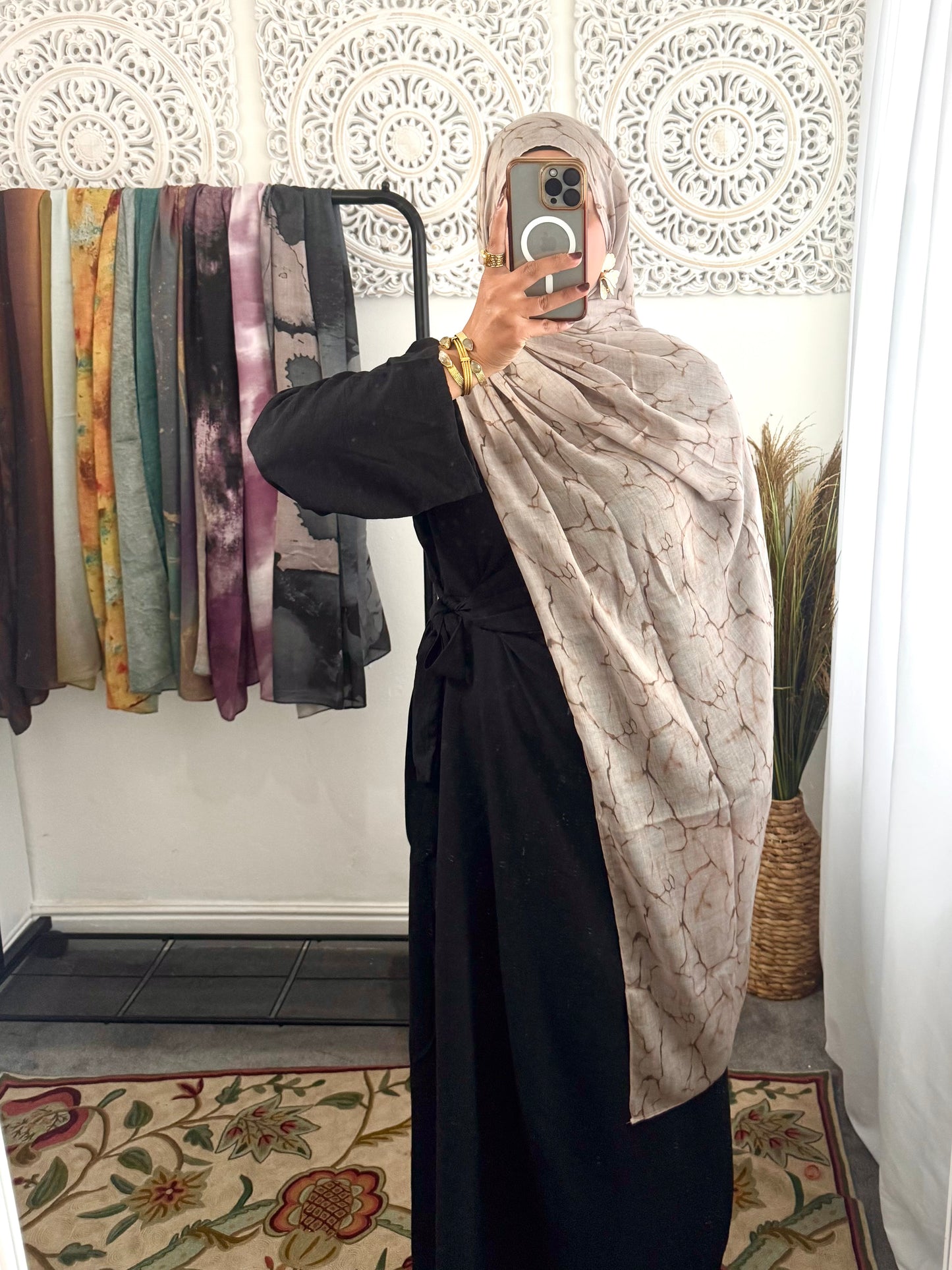 Water coloured Modal Mocha Printed Web Hijab