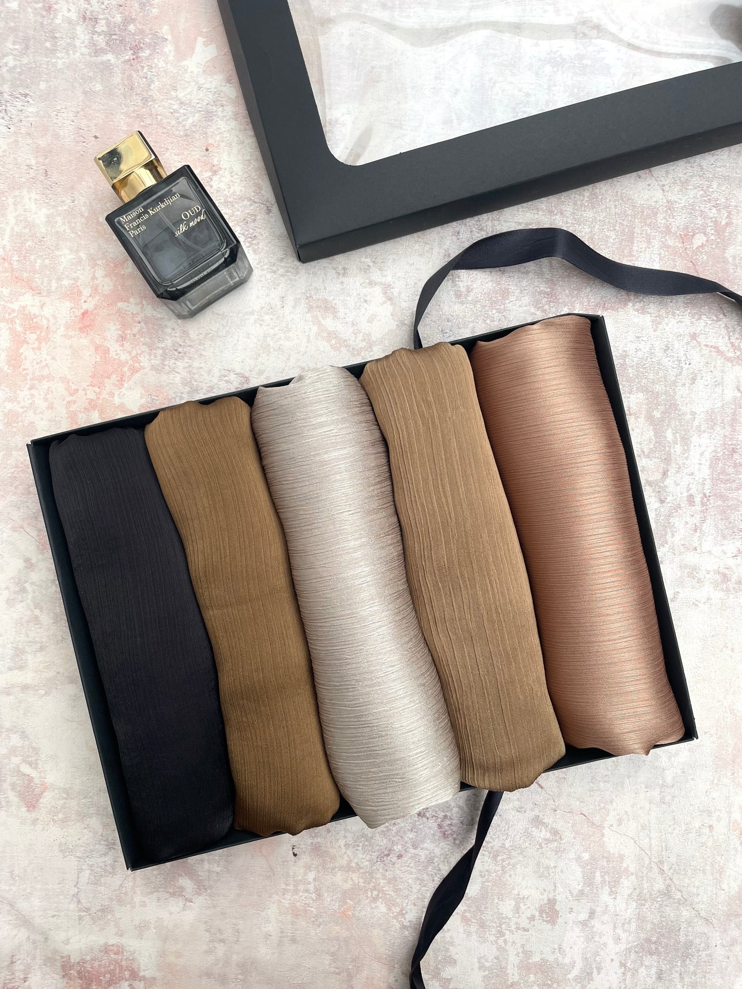 matt Dubai crinkle silk 5 bronze hijab gift set