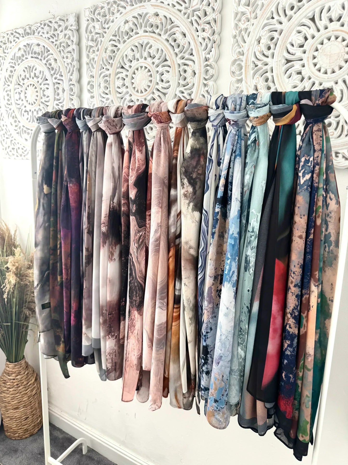 Water coloured Chiffon Printed Moheet Hijab - Hijab Junkie UK
