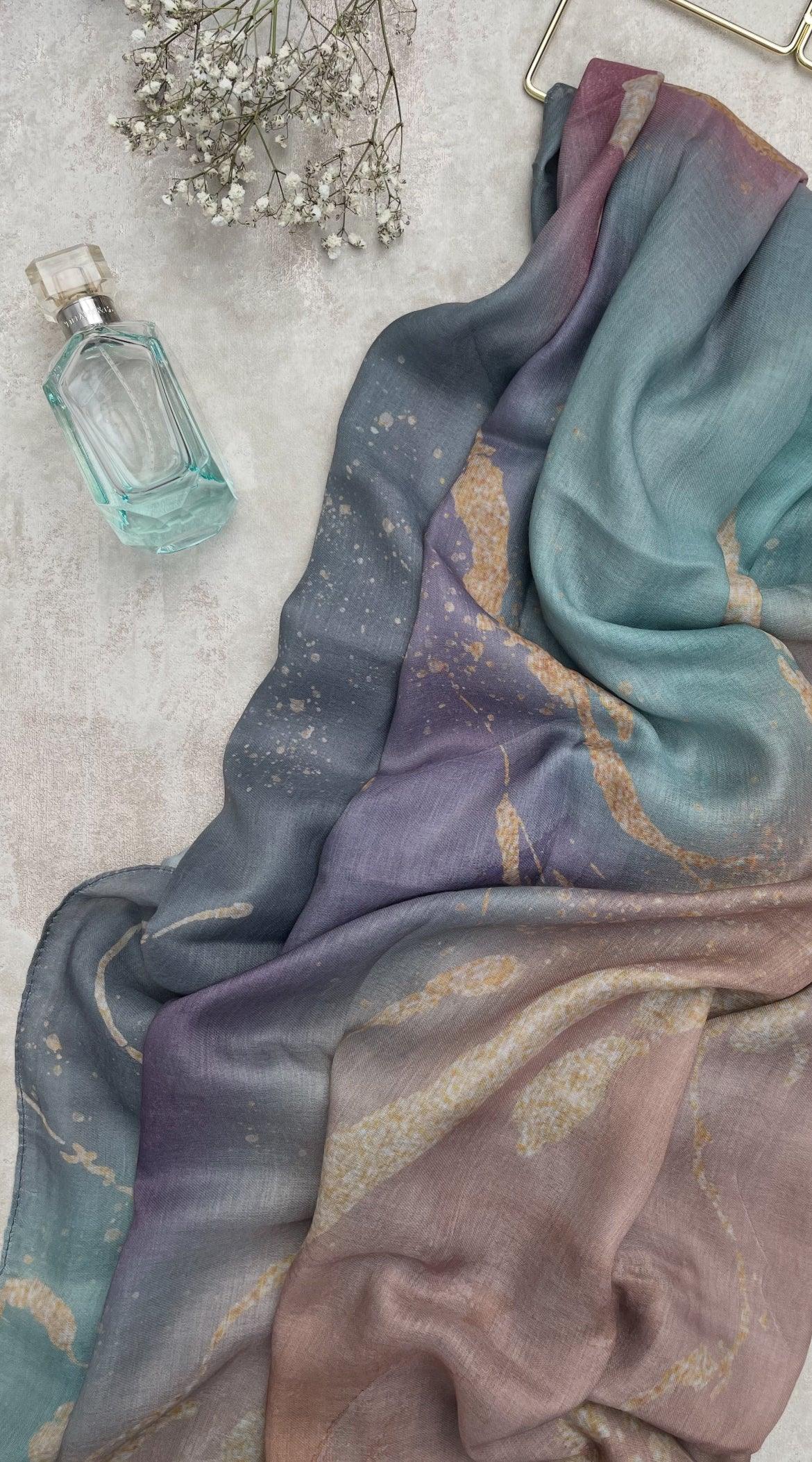 Water coloured Modal Printed Zapp Hijab - Hijab Junkie UK