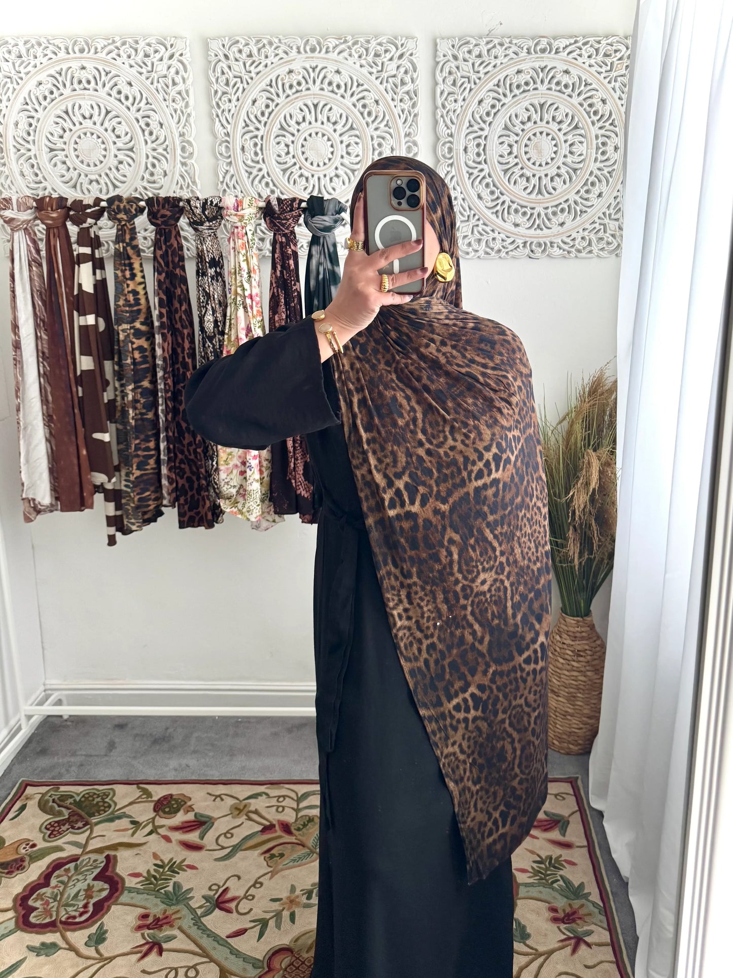 Premium Jersey Midnight Leopard hijab - Hijab Junkie UK