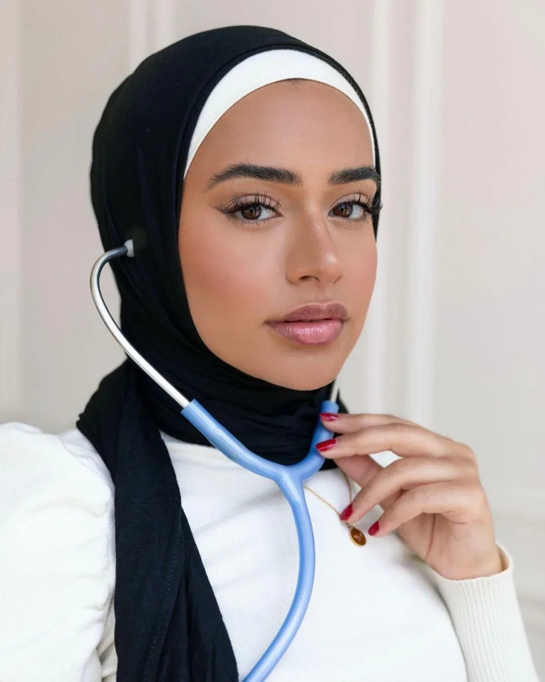 One piece premium discreet ear opening plain jersey black hijab - Hijab Junkie UK