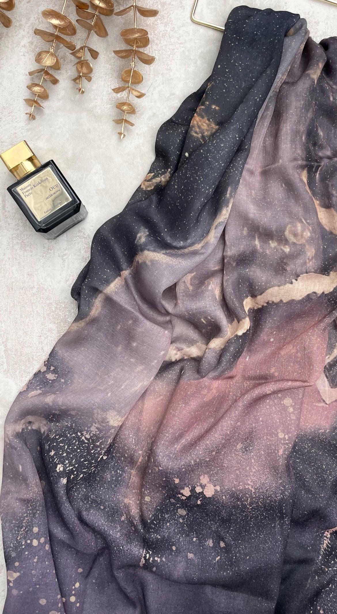 Water coloured Modal Printed Earth Hijab - Hijab Junkie UK
