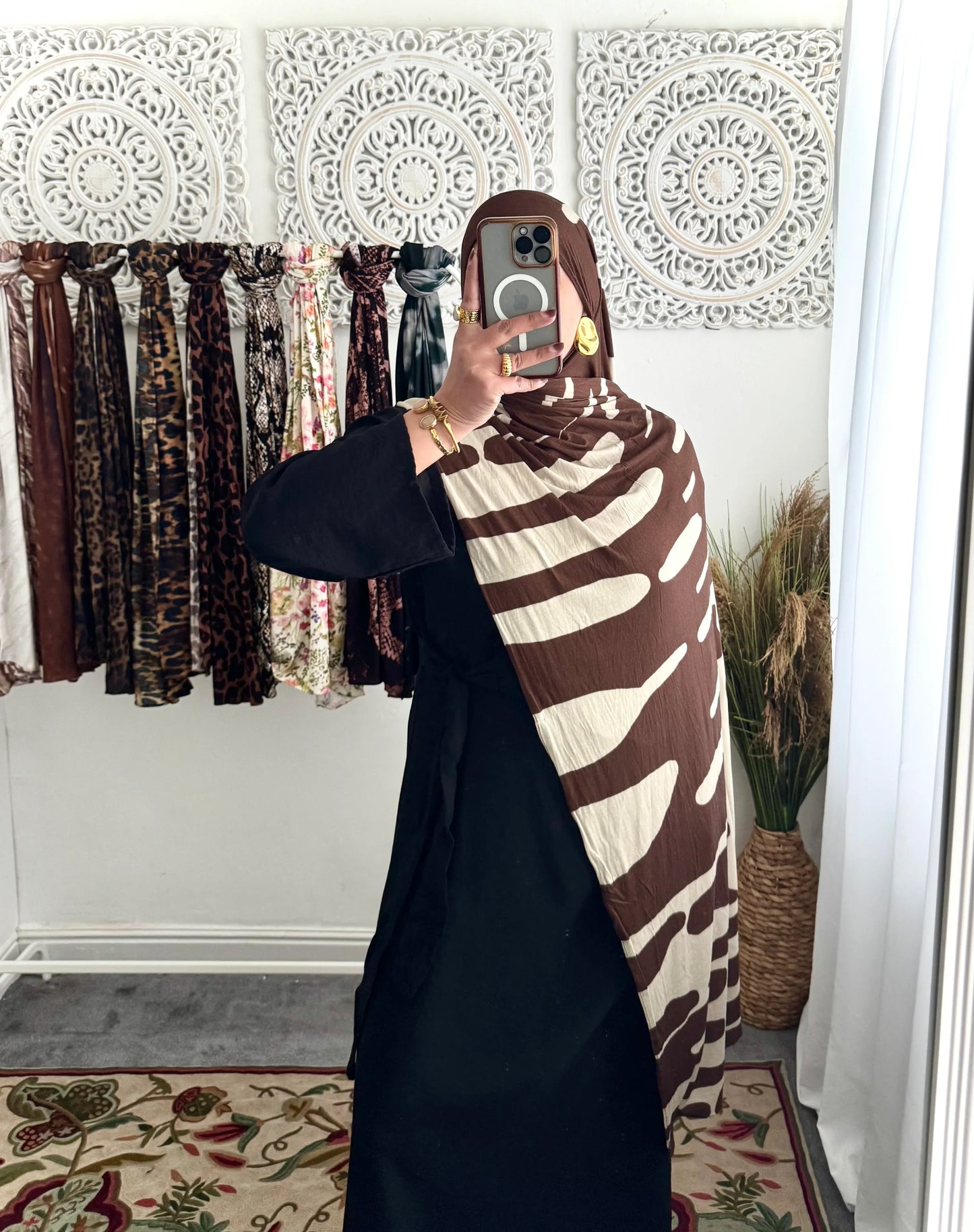Premium Jersey Monochrome Wild hijab - Hijab Junkie UK