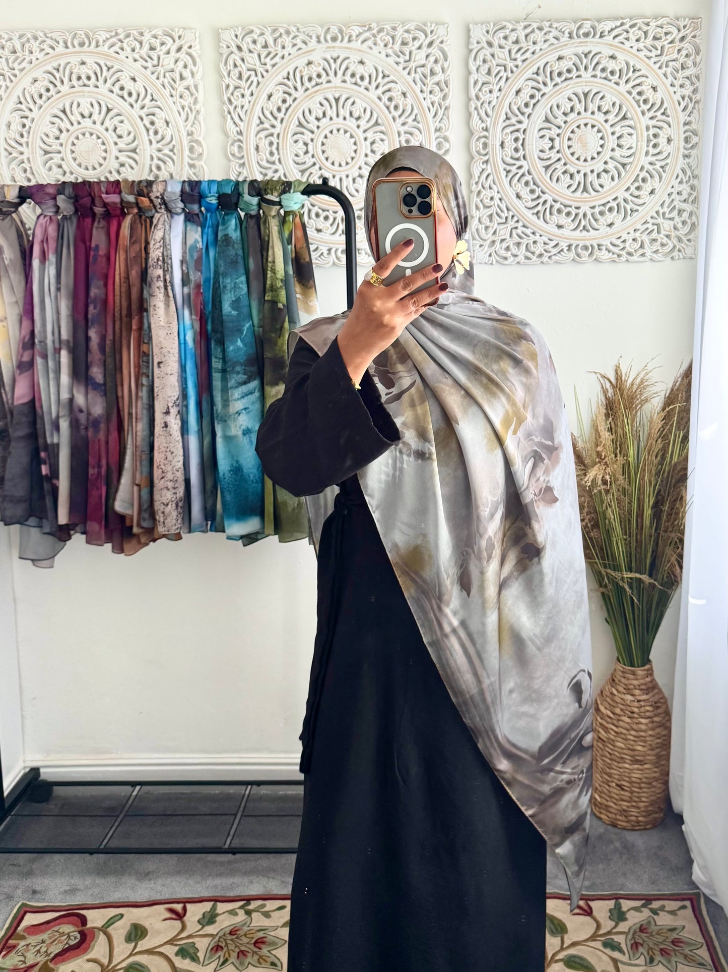 Water coloured Modal Silk Printed Soft Brick Hijab