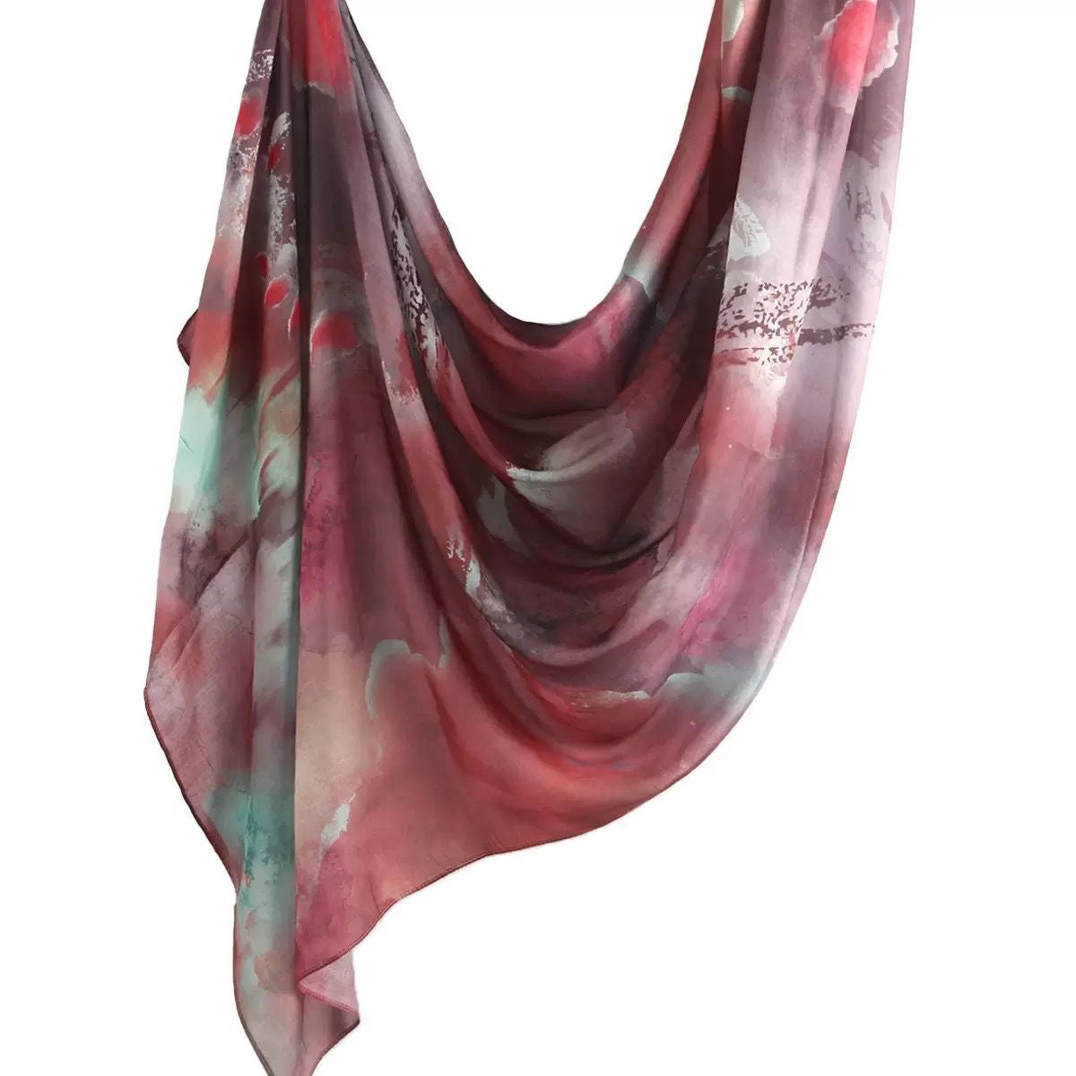 Water coloured Modal Printed pink raspberry Hijab