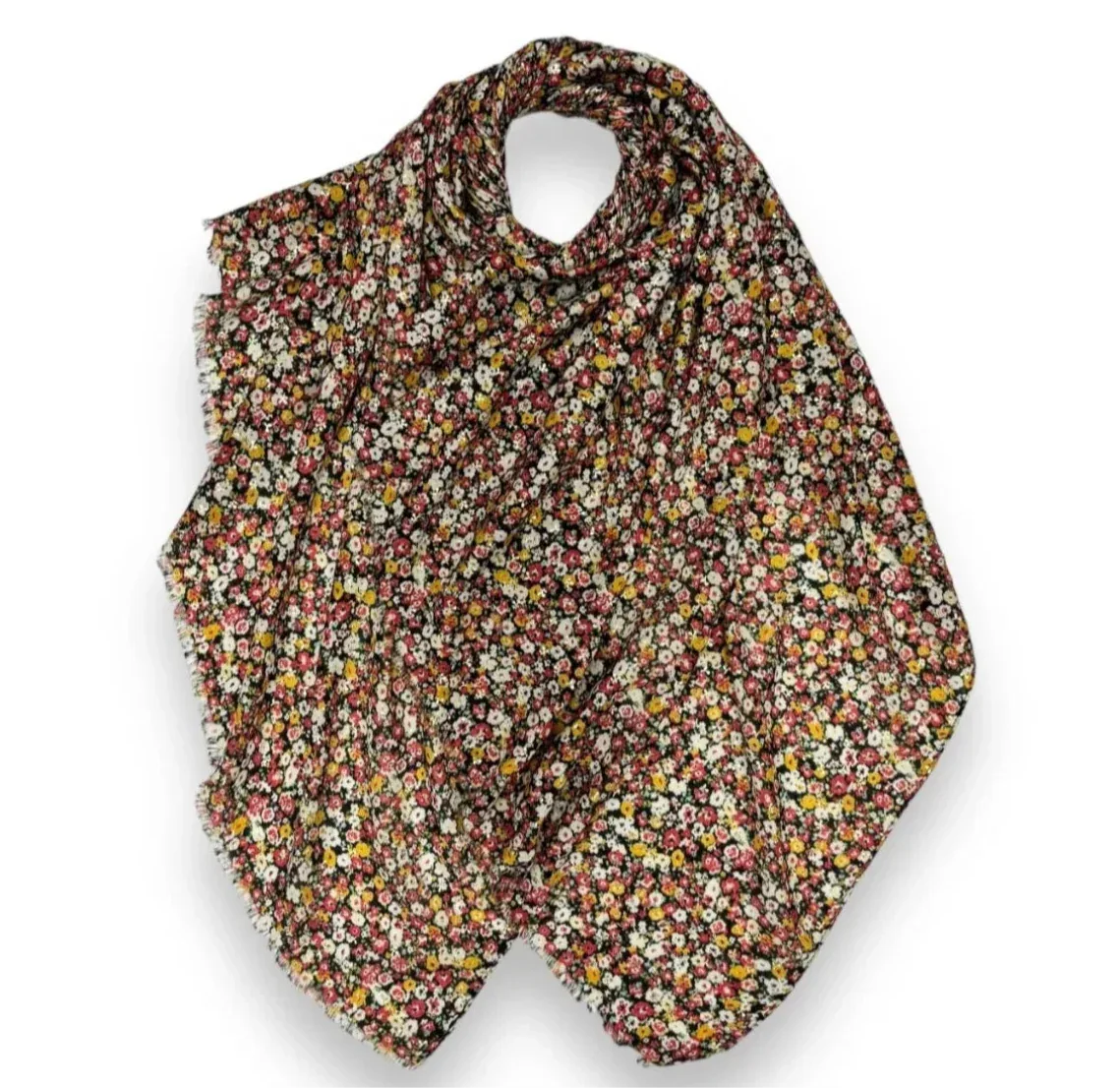 Maxi printed multi rose black hijab scarf - Hijab Junkie UK