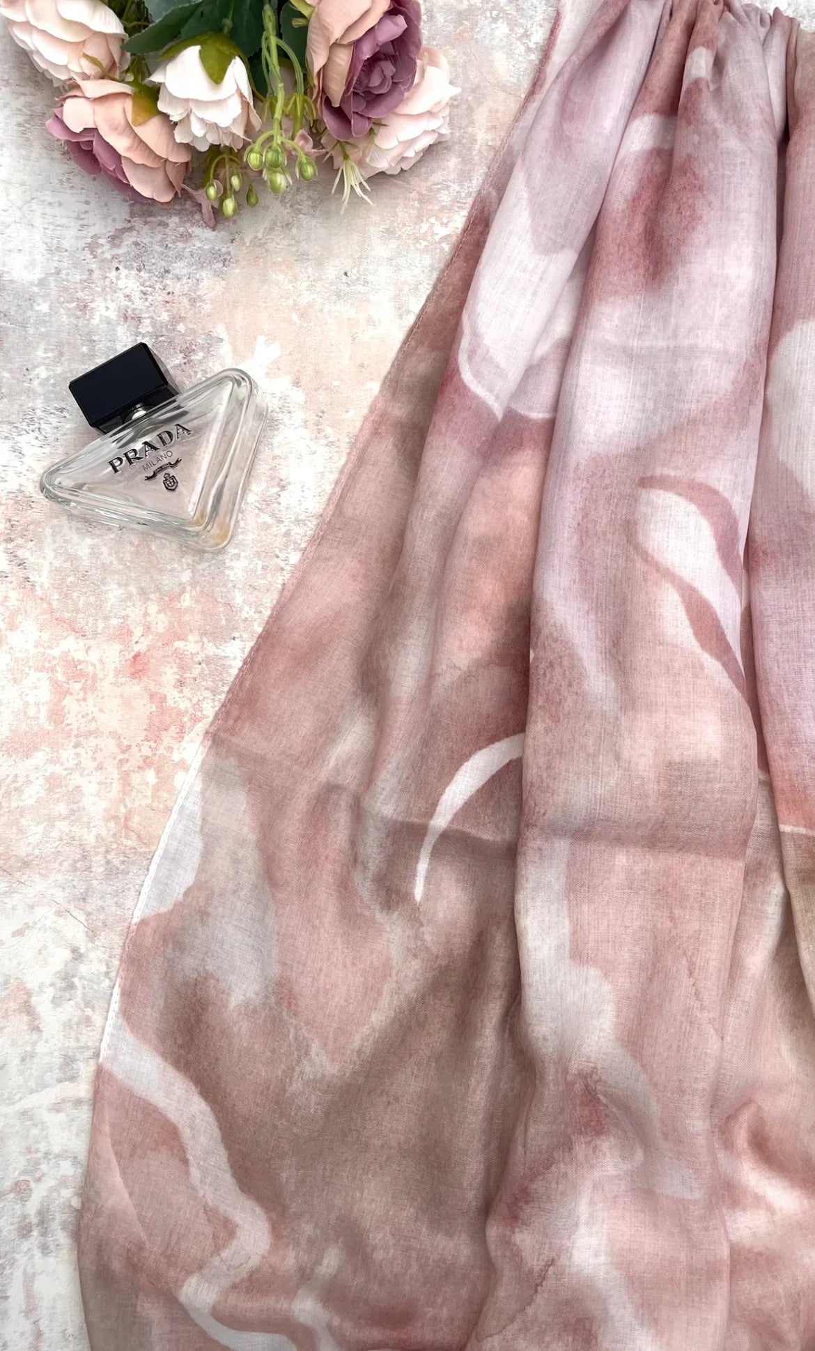 Water coloured Modal Printed Bubble Gum Hijab - Hijab Junkie UK