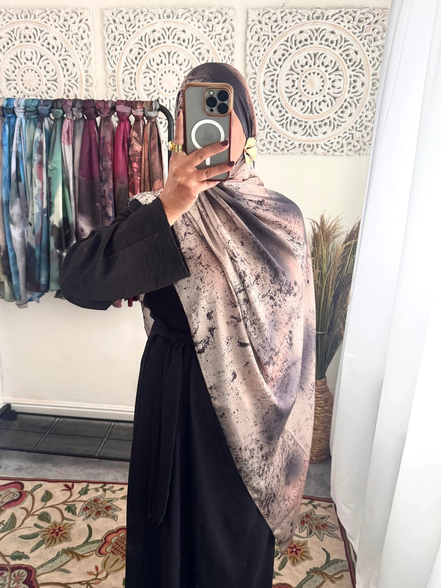 Water coloured Modal Silk Printed Wave Hijab - Hijab Junkie UK