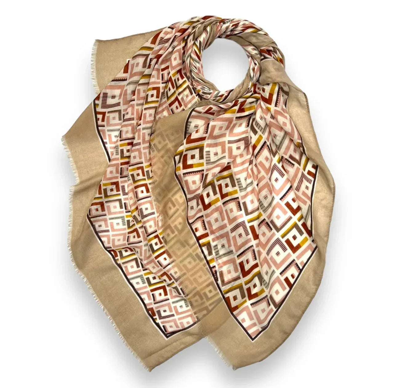 Maxi printed riddle coffee hijab scarf - Hijab Junkie UK