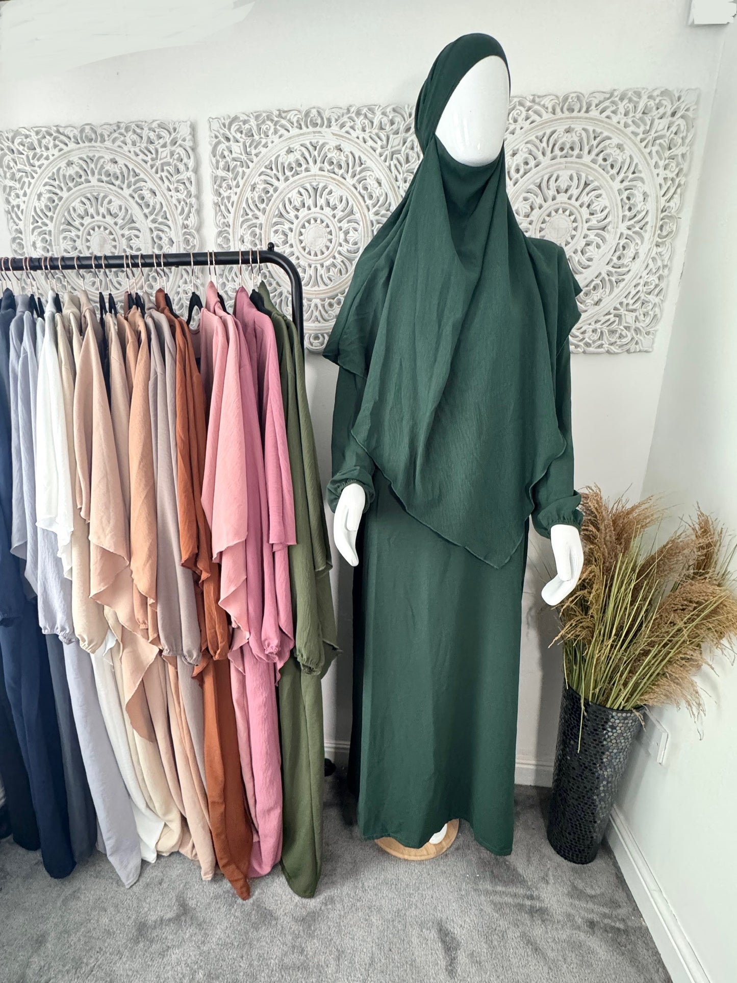 Khimar 2 pc Hawwa plain light weight abaya set adults and teenagers