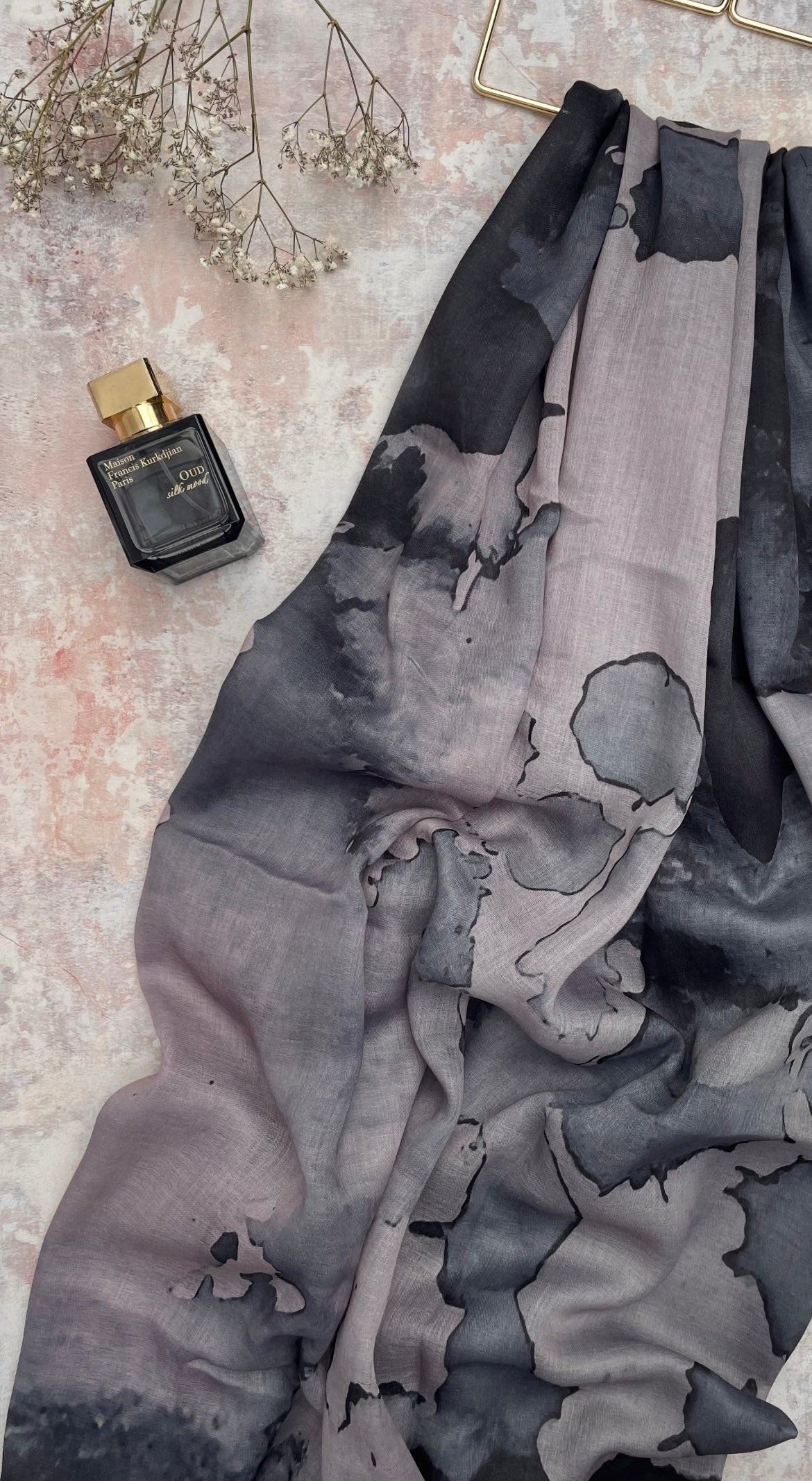 Water coloured Modal Printed marble Pewter Hijab