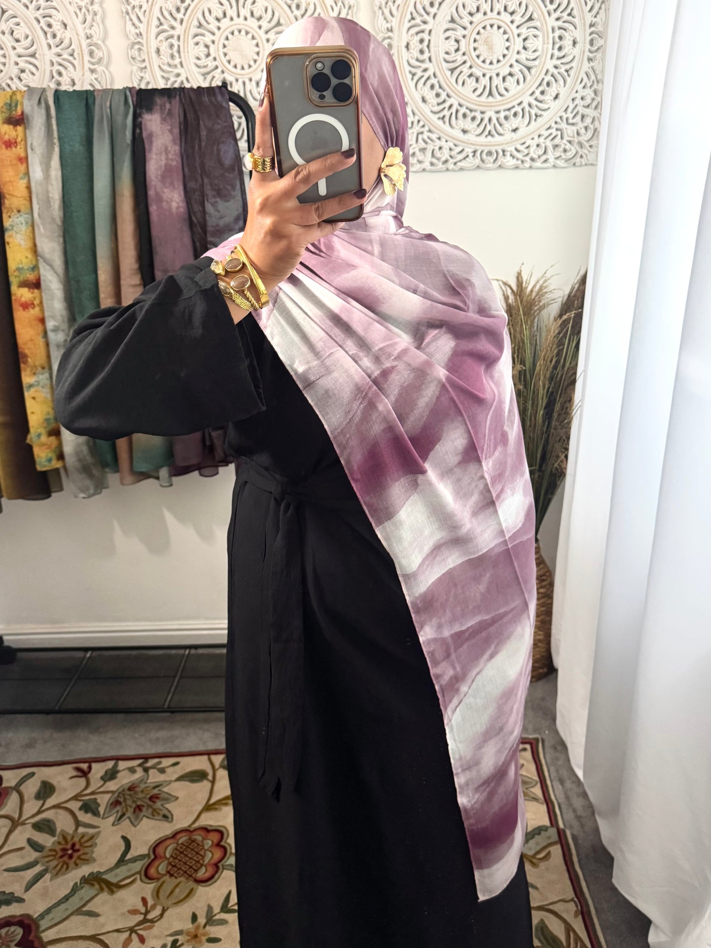 Water coloured Modal Printed Lavender Ripple Hijab