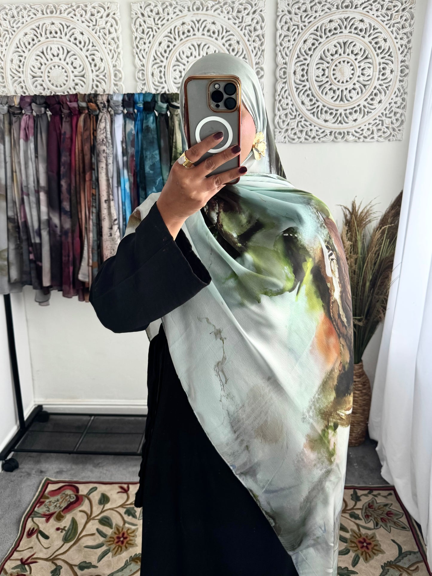 Water coloured Modal Silk Printed Lime Hijab