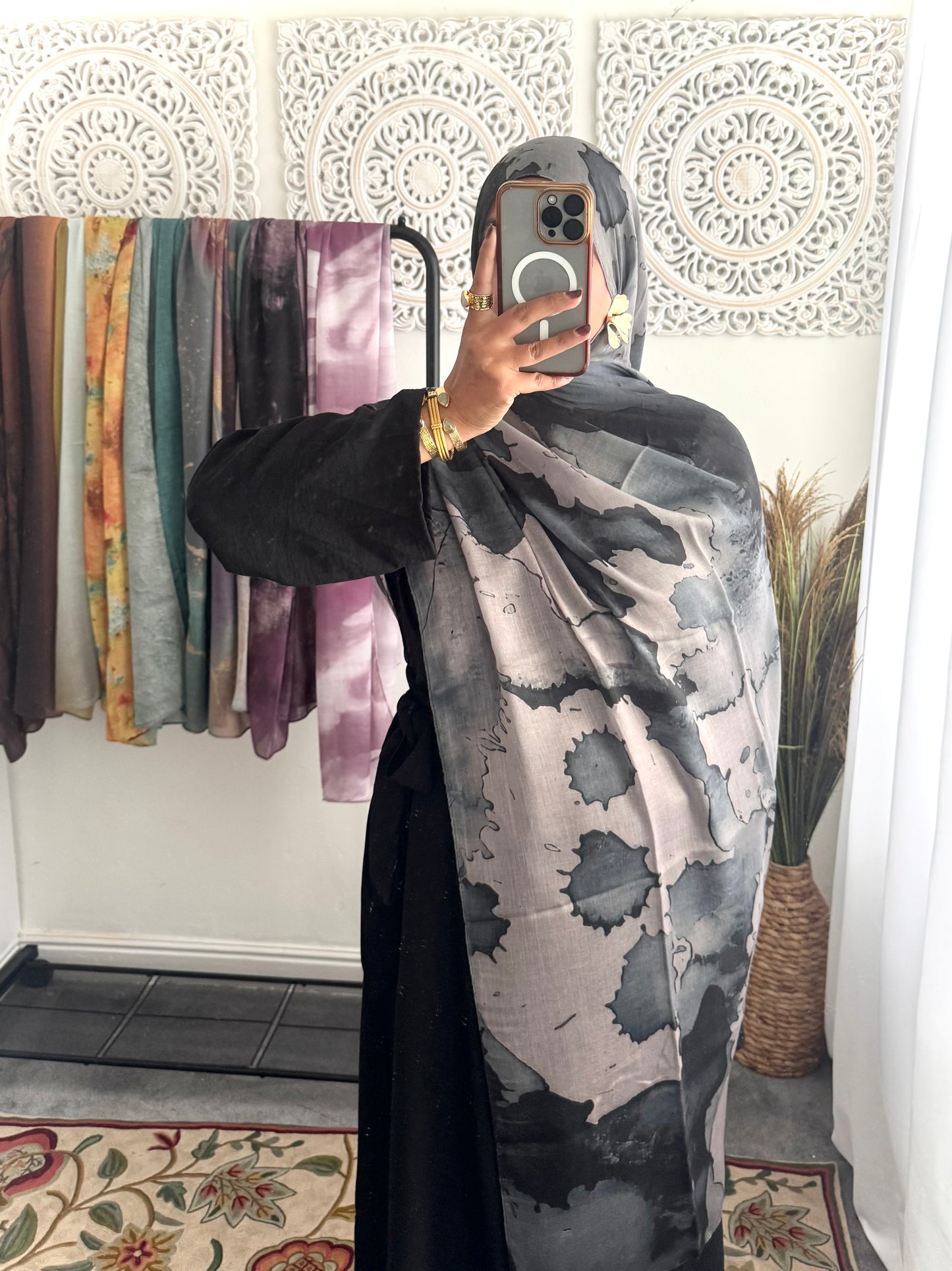 Water coloured Modal Printed marble Pewter Hijab