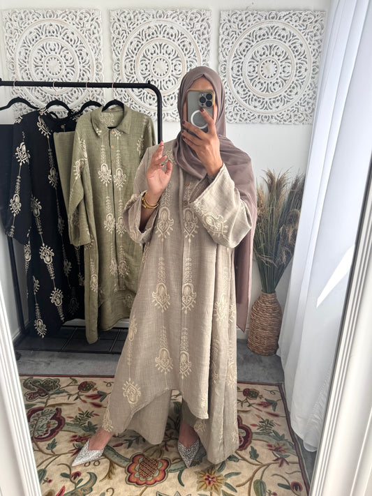 NEW Fatimah High Low A Line Embrodiary Free Size Printed Cord Set