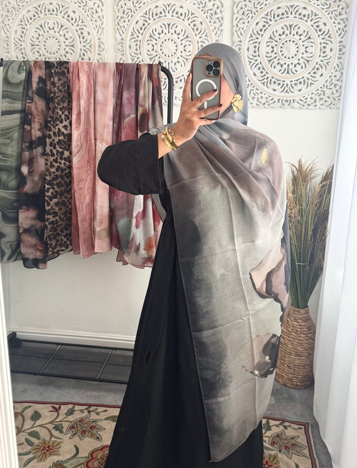 Water coloured Modal Printed Mocha Hijab