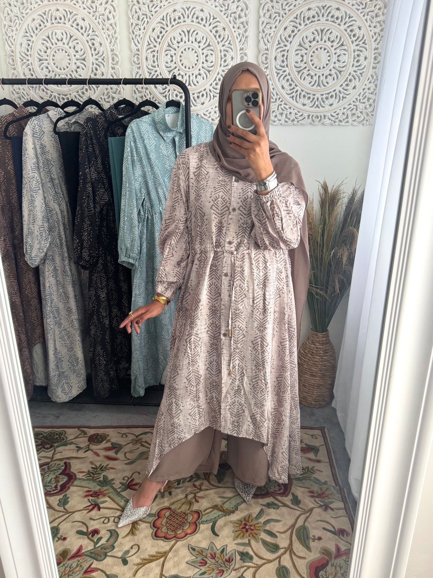 NEW Eniyah High Low A Line Free Size Printed Cord Set