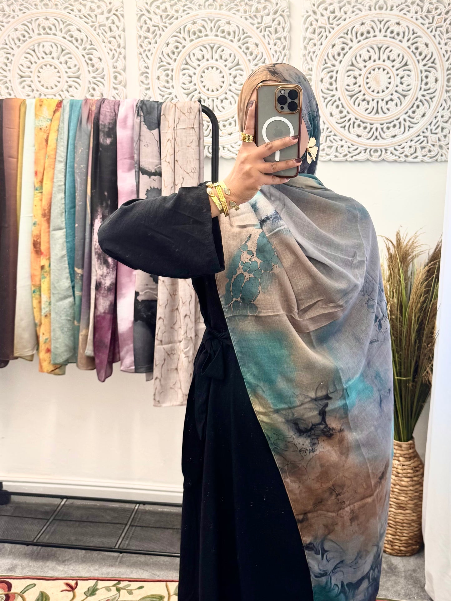 Water coloured Modal Printed Sea Ripple Hijab