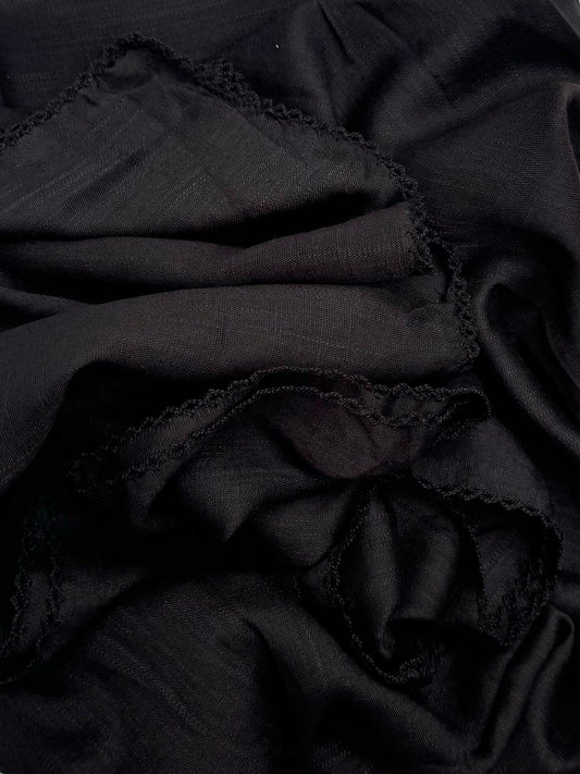 Maxi plain Turkish picot black hijab