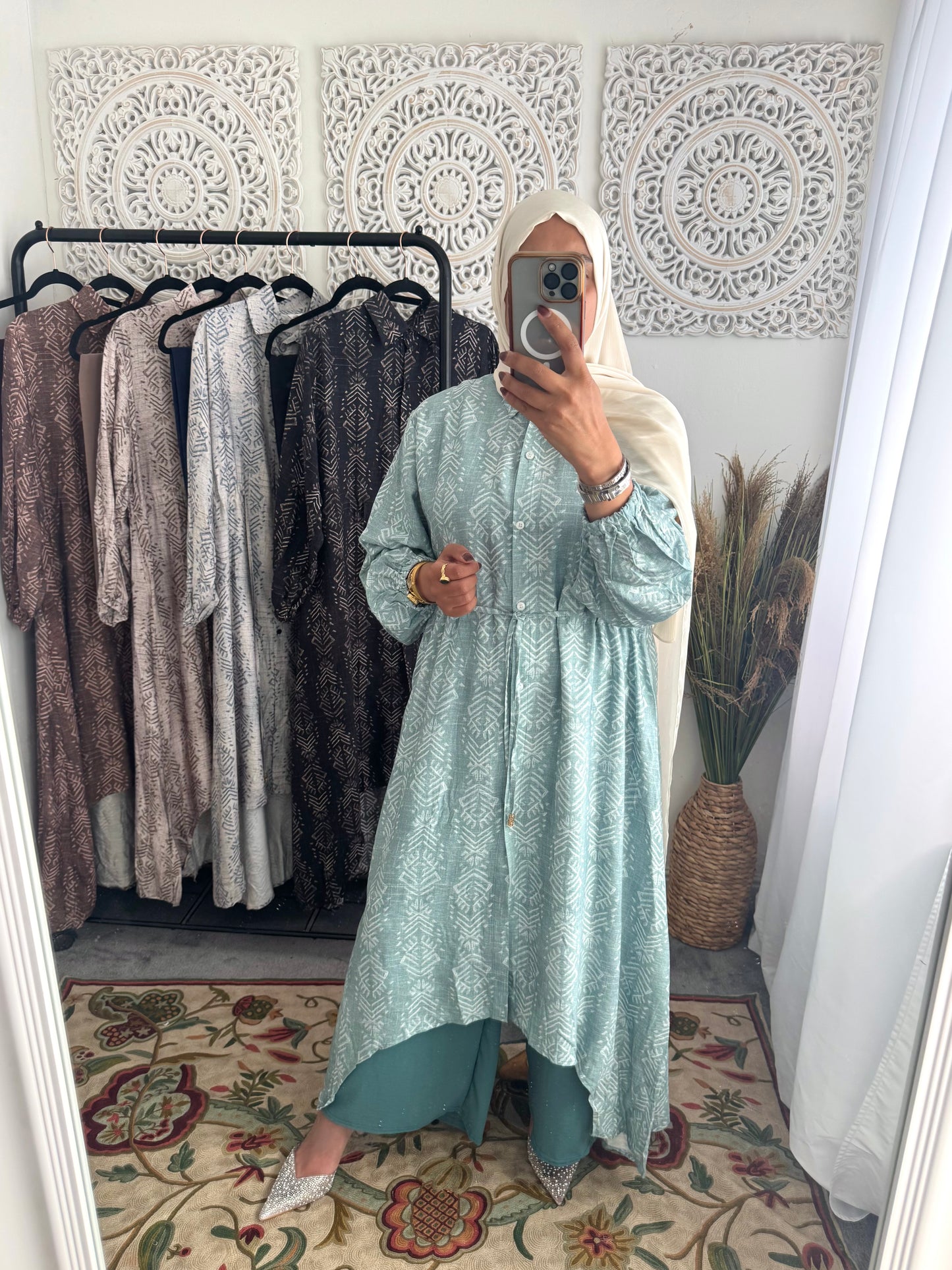 NEW Eniyah High Low A Line Free Size Printed Cord Set