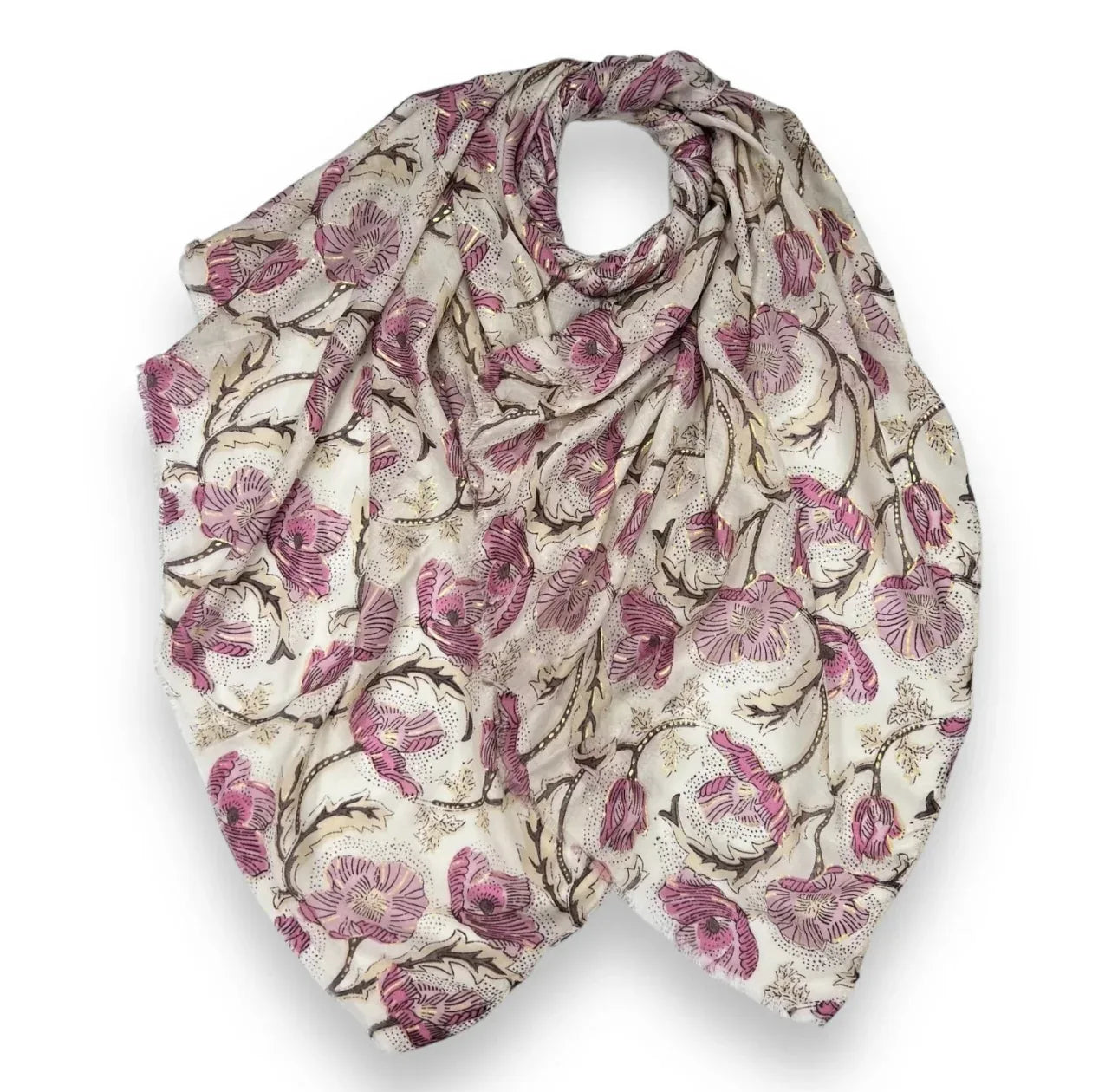 Maxi printed poppy pink hijab scarf - Hijab Junkie UK