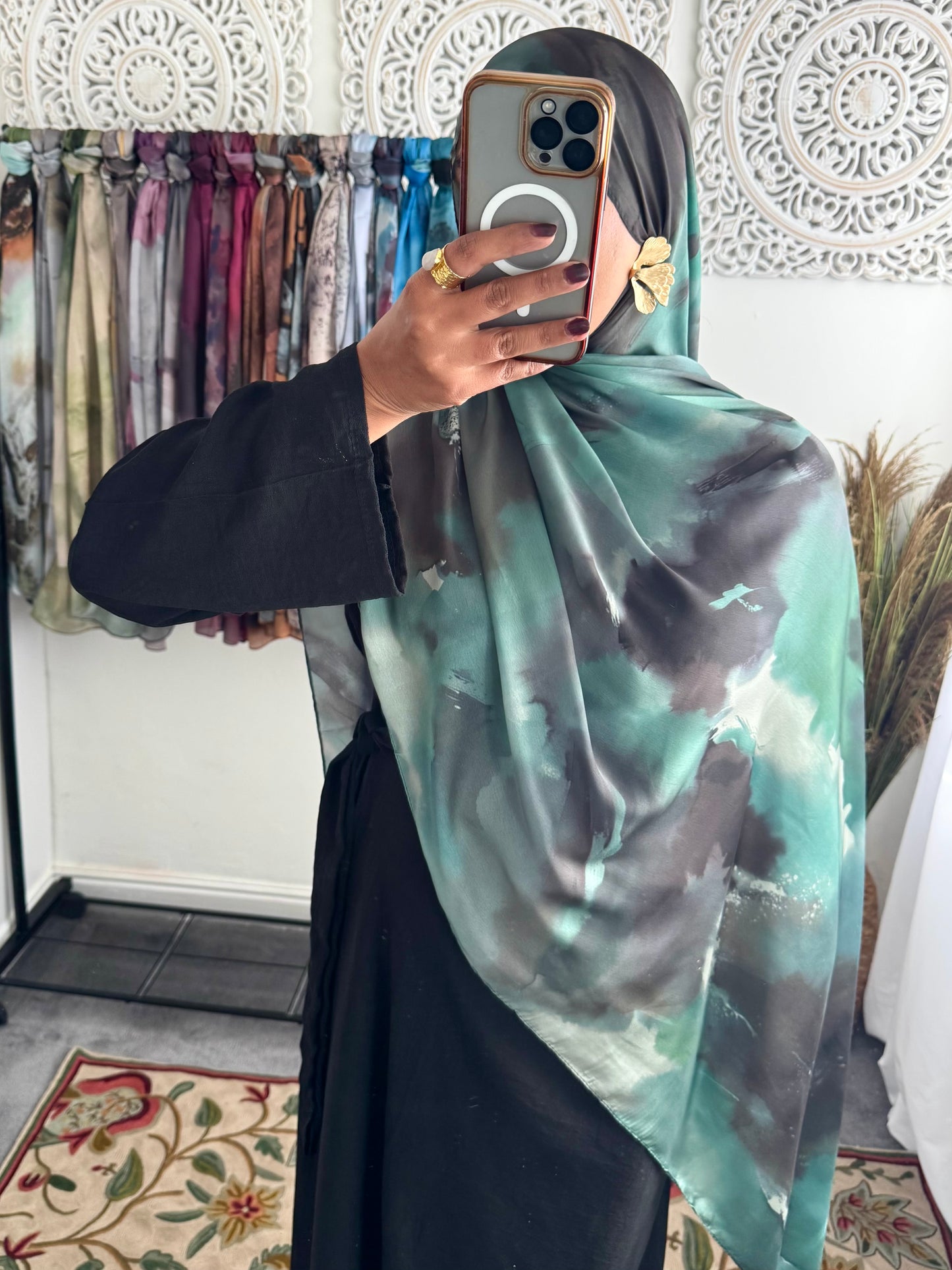 Water coloured Modal Silk Printed Jade Hijab