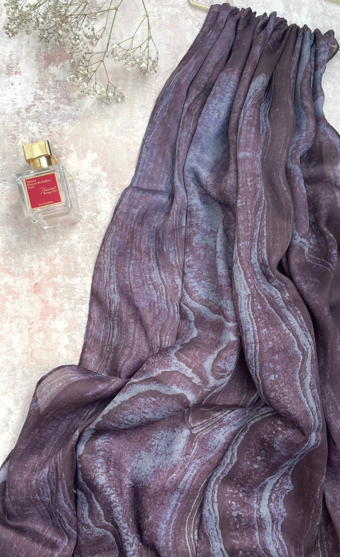 Water coloured Modal Printed Aubergine Hijab