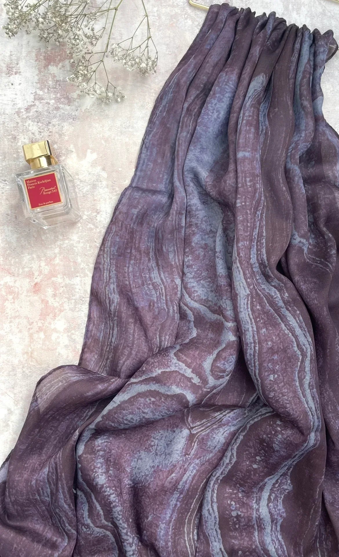 Water coloured Modal Printed Aubergine Hijab - Hijab Junkie UK