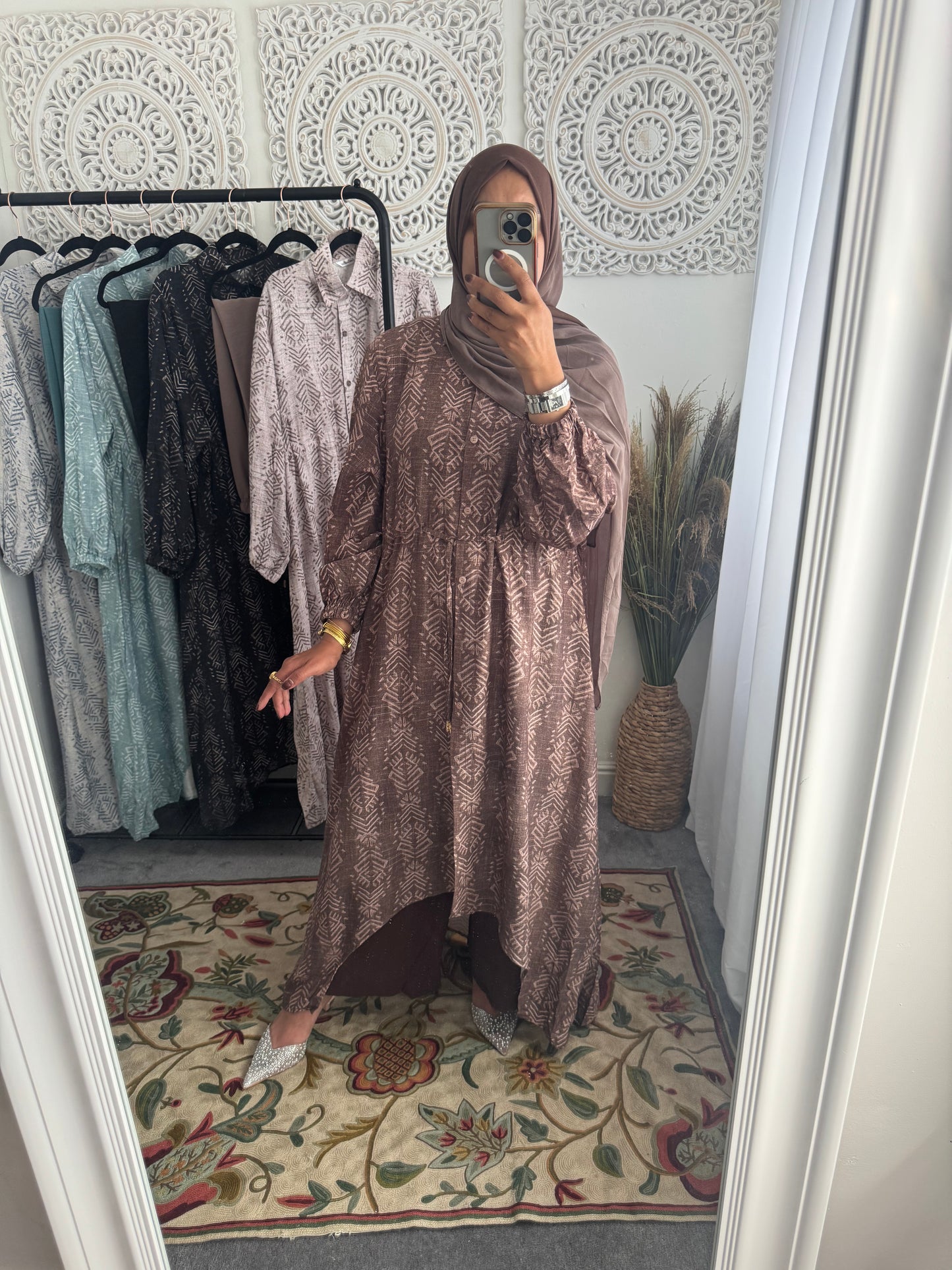 NEW Eniyah High Low A Line Free Size Printed Cord Set