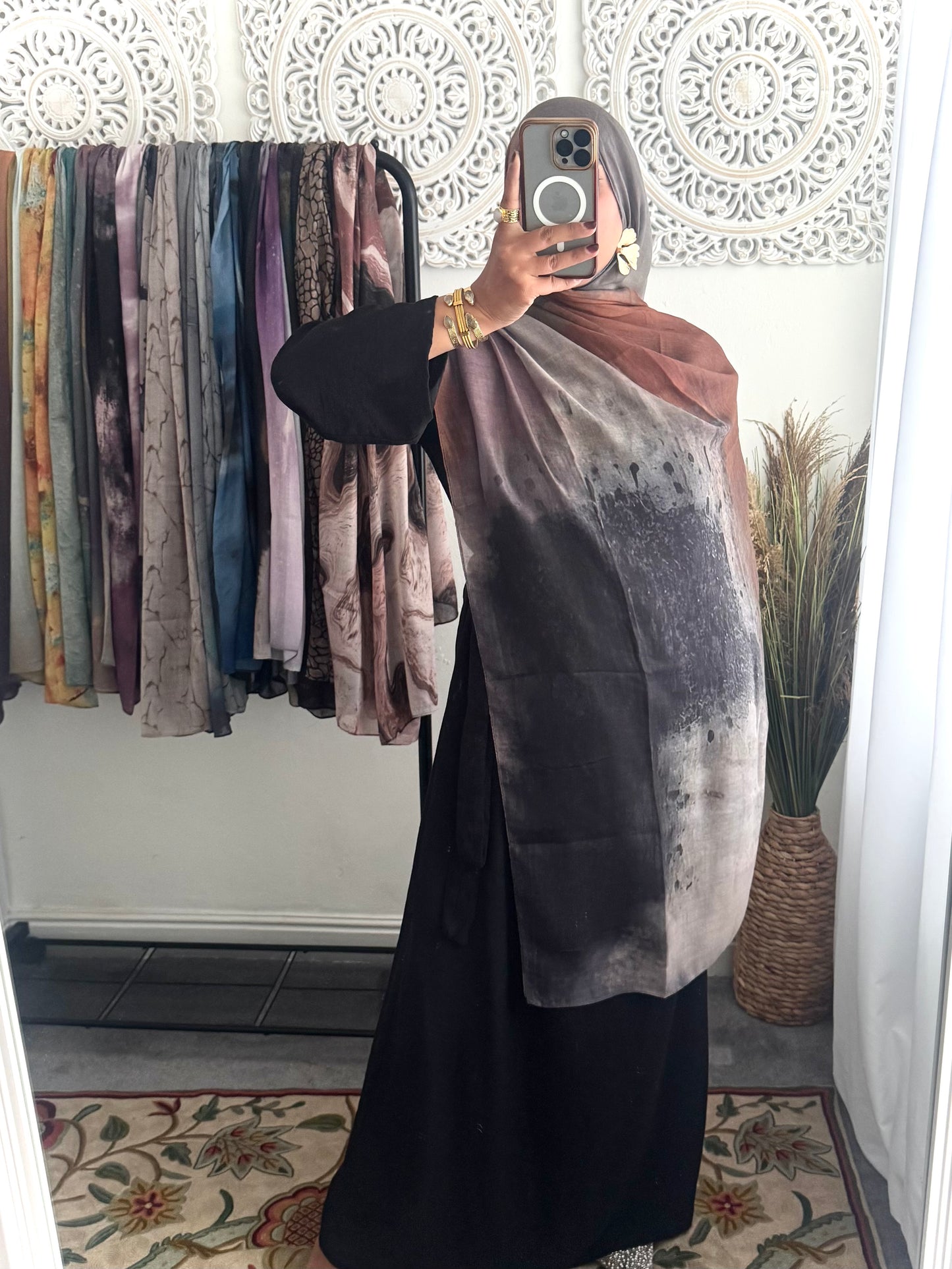 Water coloured Modal Printed pecan Hijab