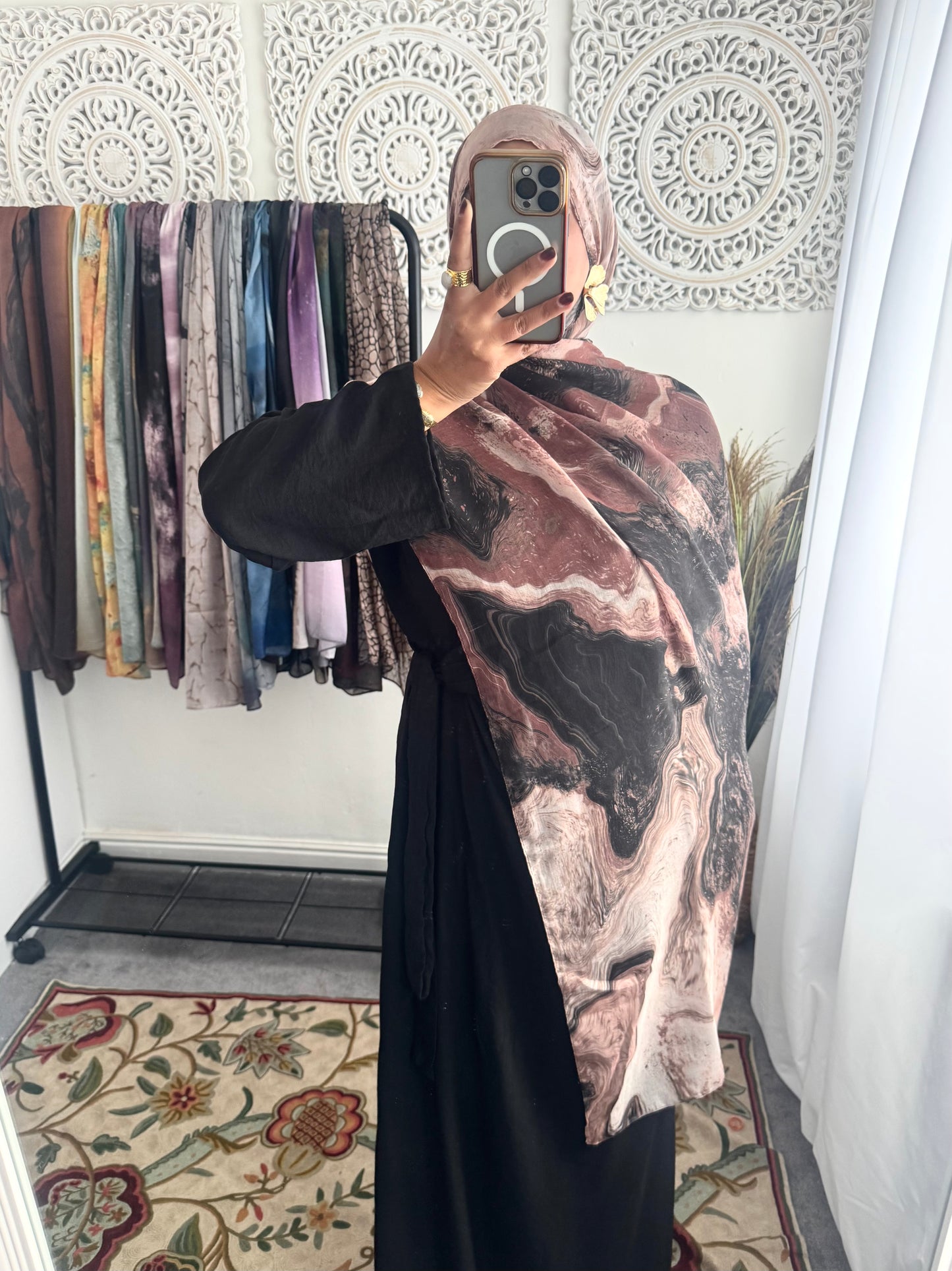 Water coloured Modal Printed chestnut Hijab