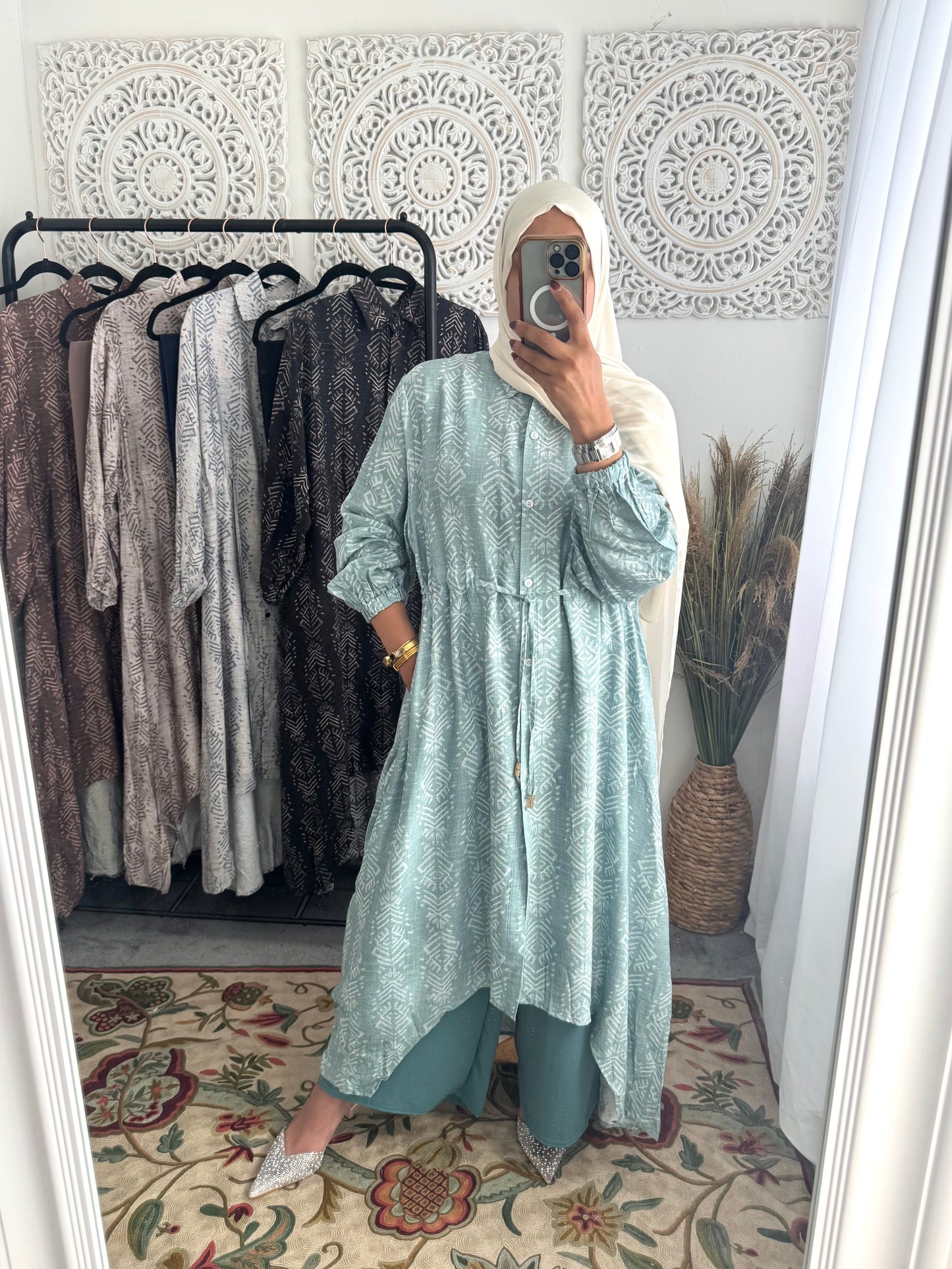 NEW Eniyah High Low A Line Free Size Printed Cord Set