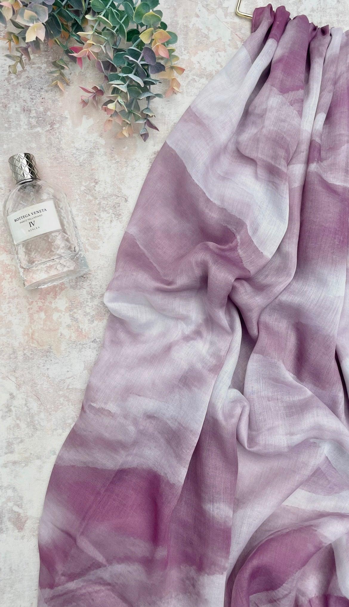 Water coloured Modal Printed Lavender Ripple Hijab - Hijab Junkie UK