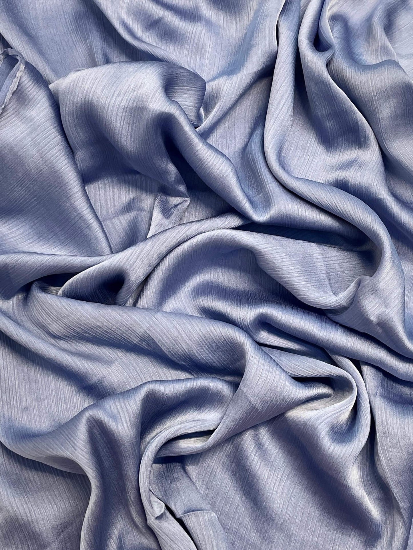 Matt Dubai crinkle silk light denim blue hijab - Hijab Junkie UK