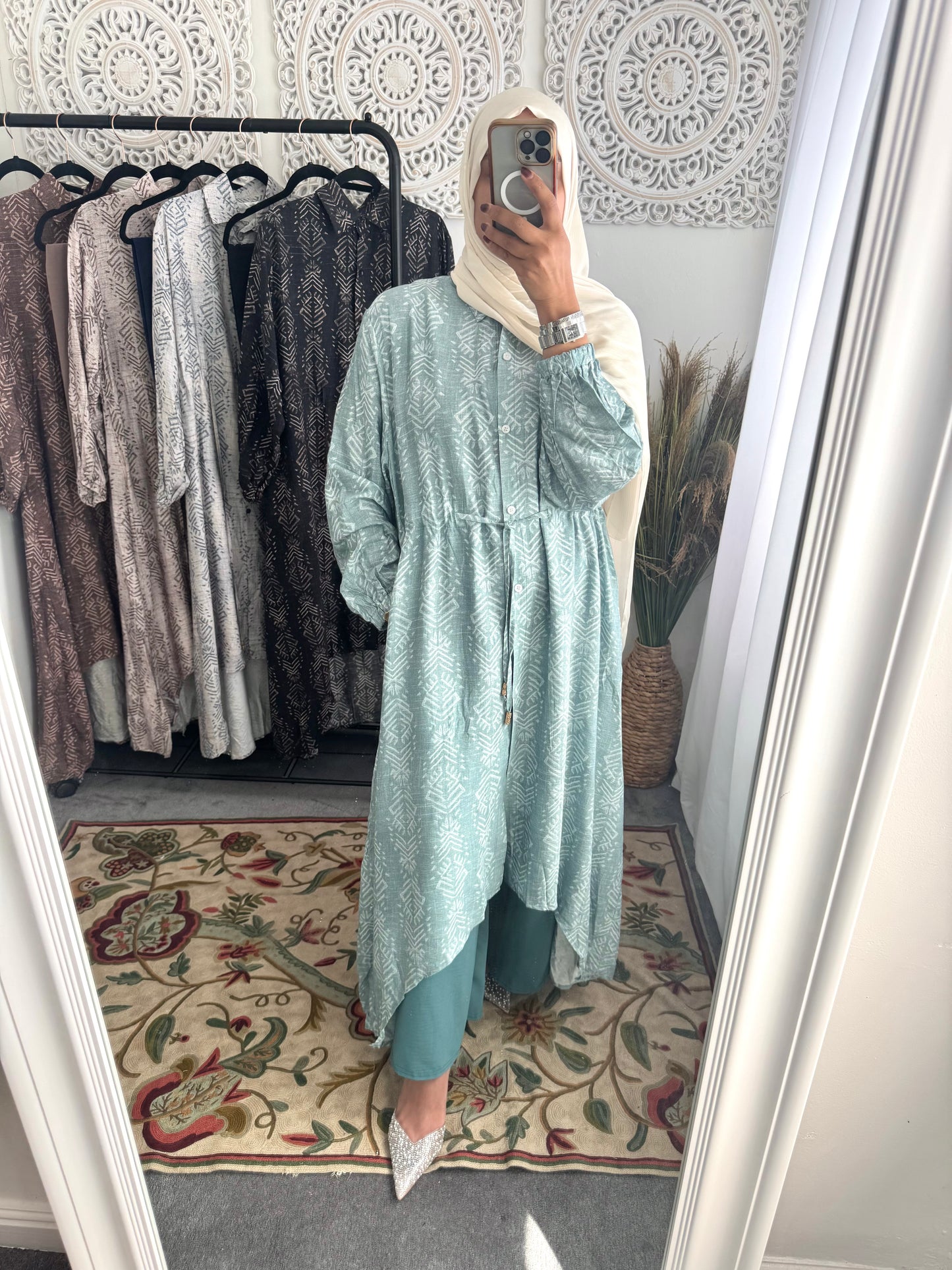 NEW Eniyah High Low A Line Free Size Printed Cord Set