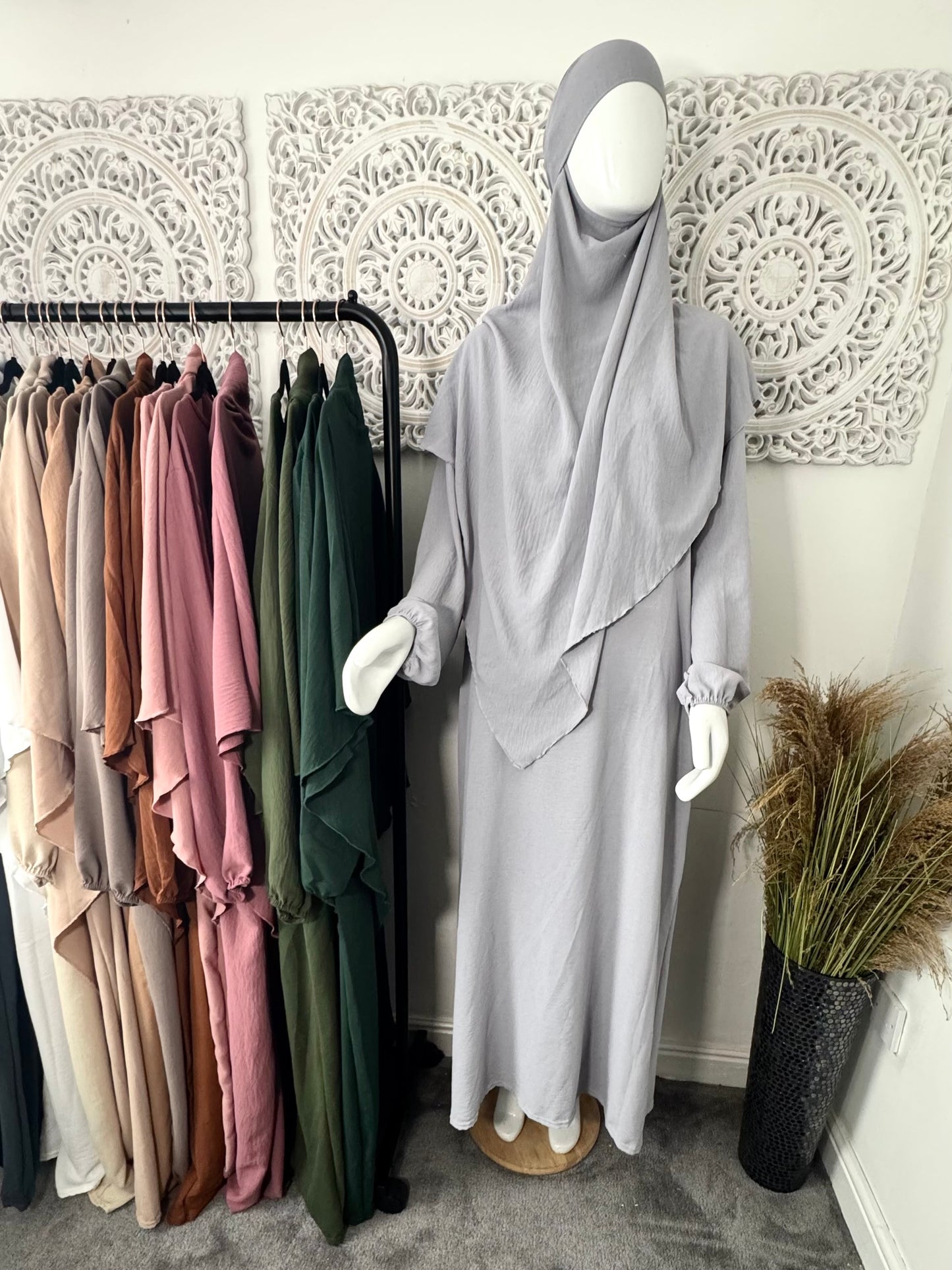 Khimar 2 pc Hawwa plain light weight abaya set adults and teenagers