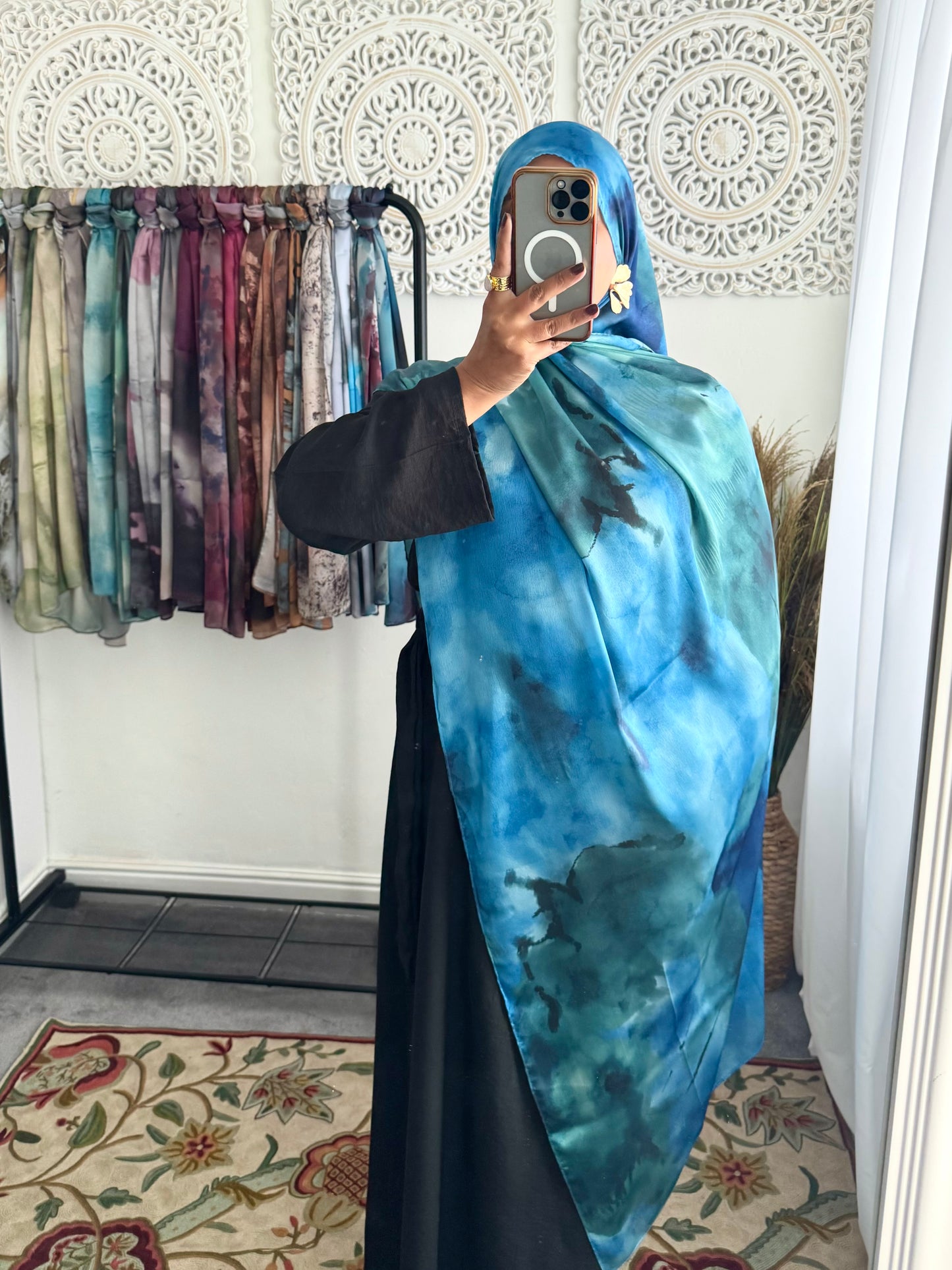 Water coloured Modal Silk Printed Sea Hijab