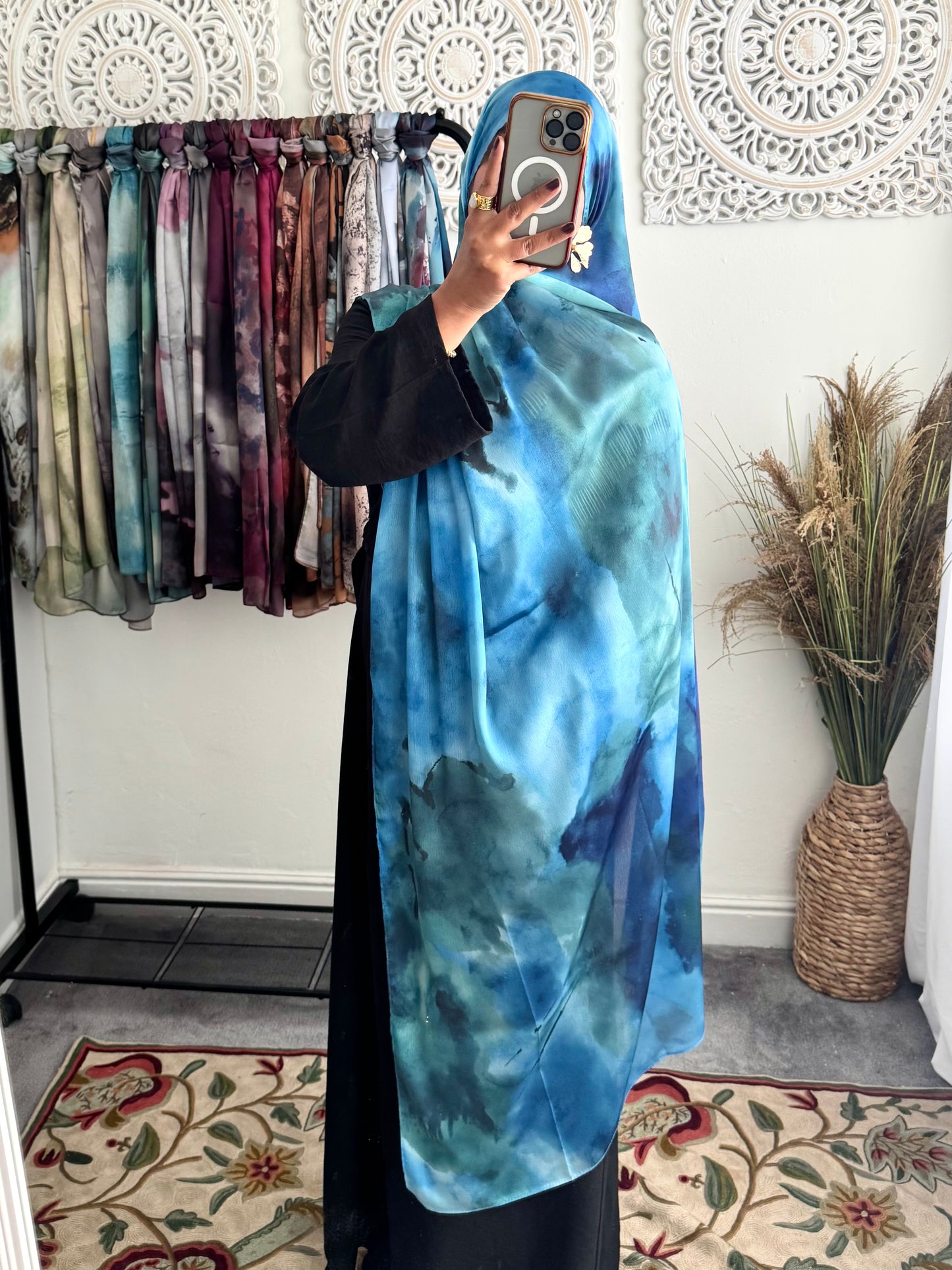 Water coloured Modal Silk Printed Sea Hijab