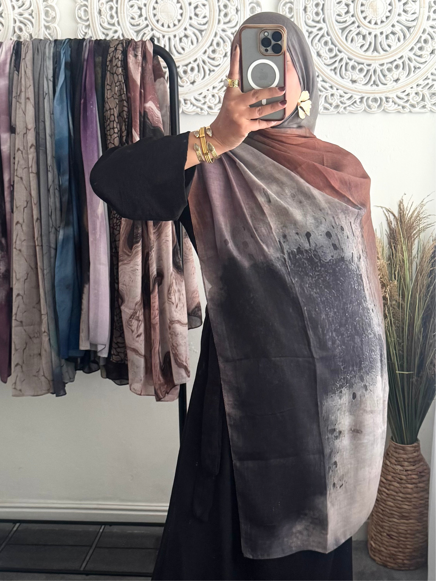 Water coloured Modal Printed pecan Hijab