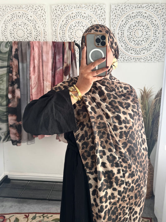 Water coloured Modal Printed Lepoard Hijab