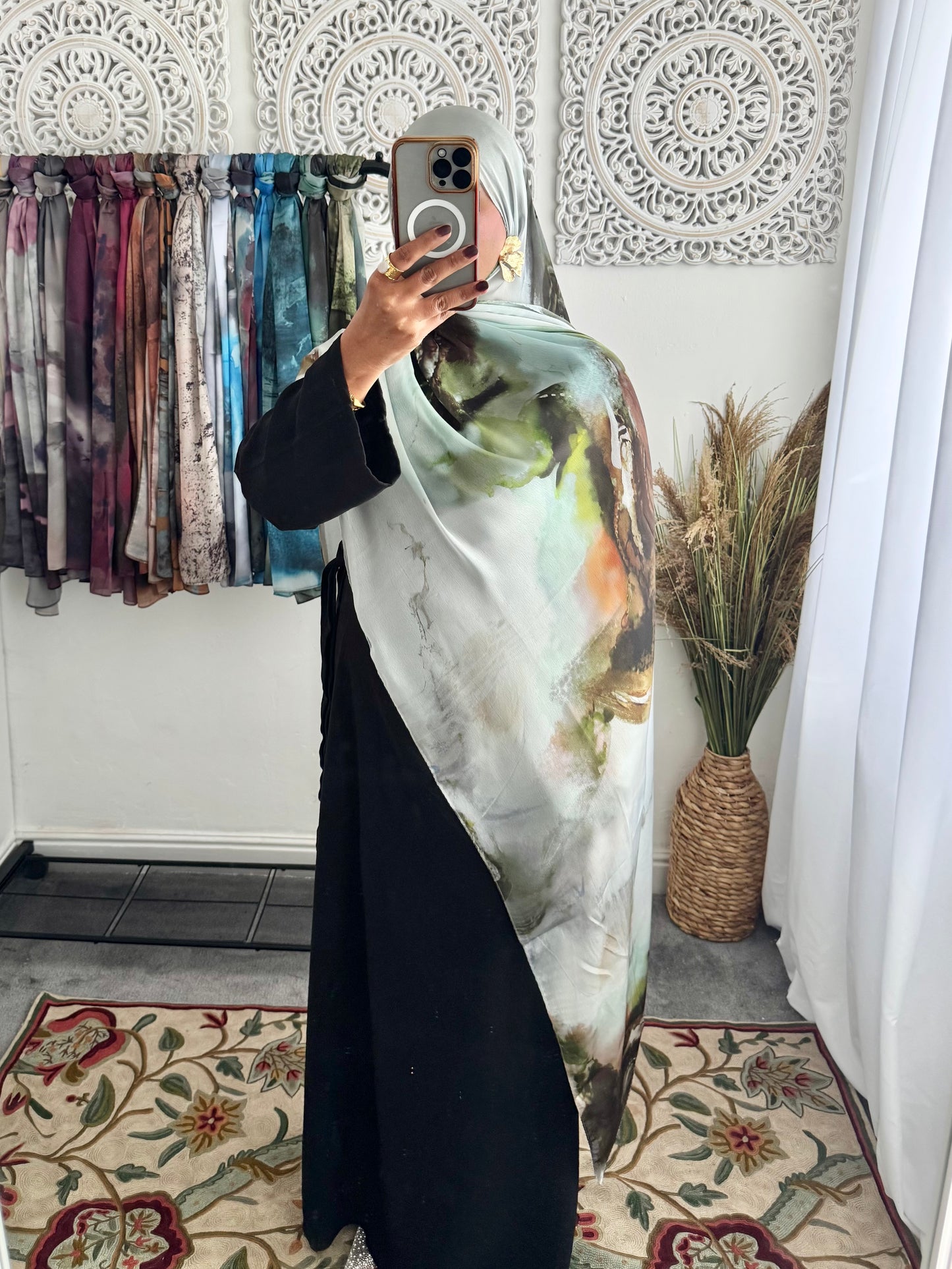 Water coloured Modal Silk Printed Lime Hijab