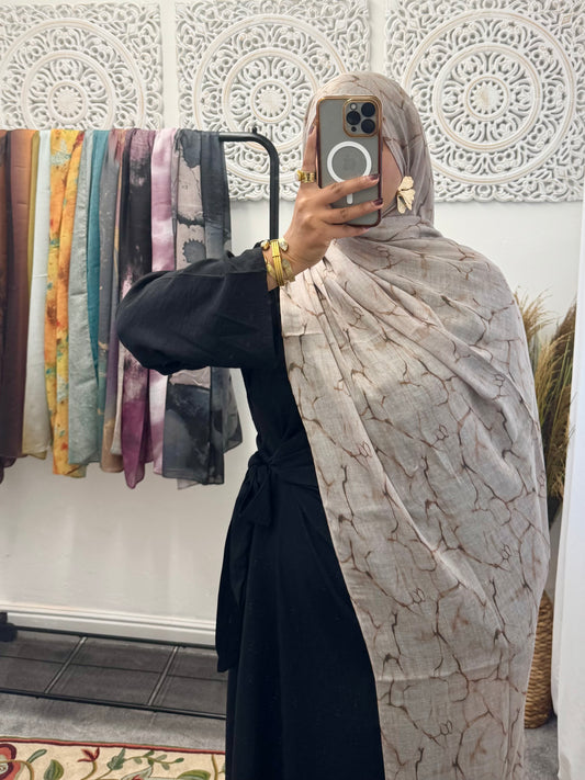 Water coloured Modal Mocha Printed Web Hijab