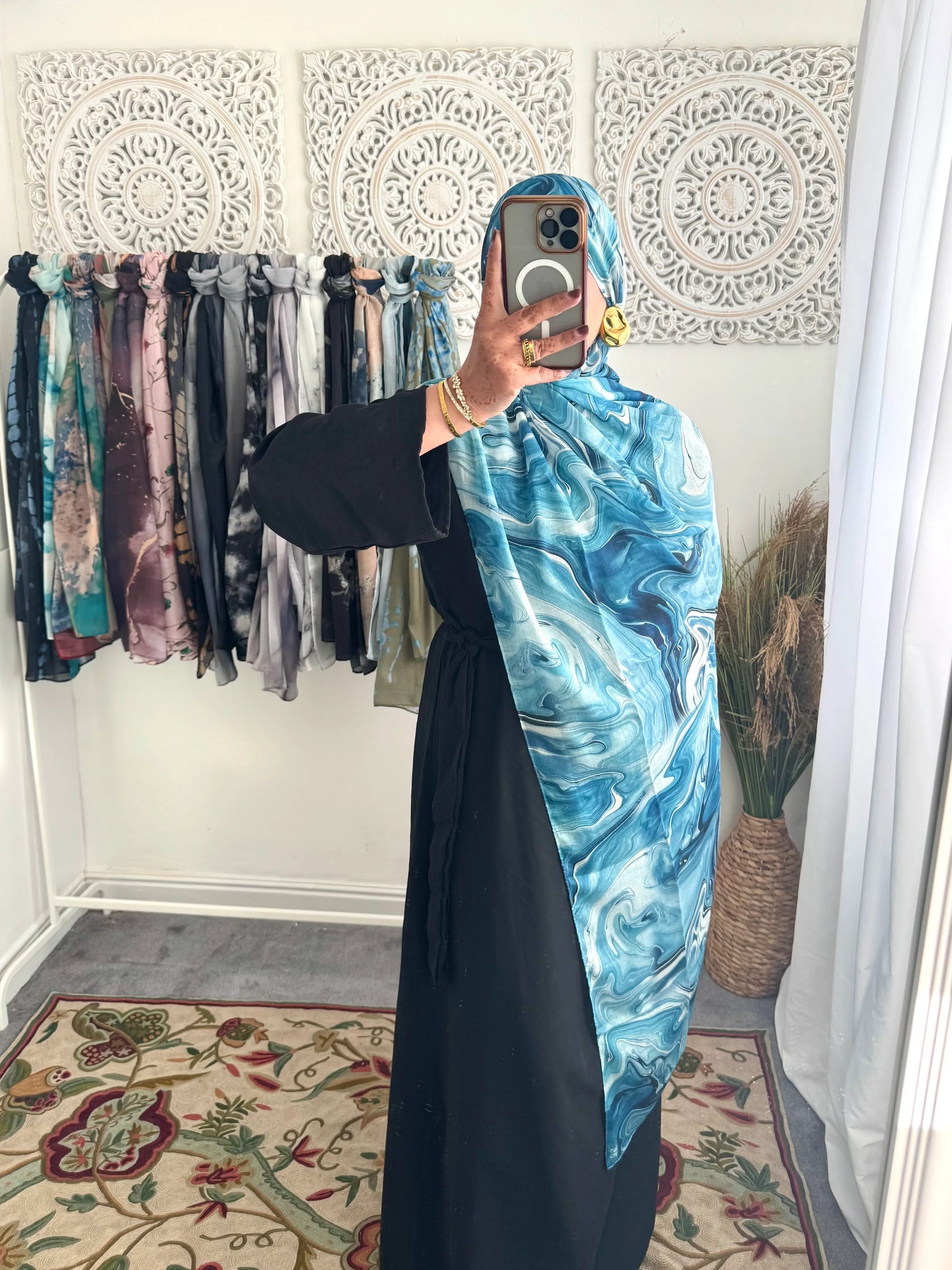 Water coloured Modal Printed Nova Wave Hijab - Hijab Junkie UK